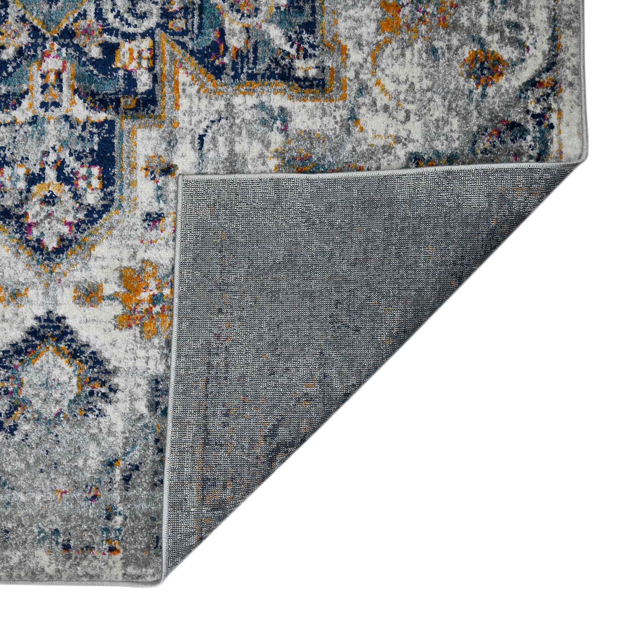 Gray Rectangular 5' x 7' Synthetic Stain-Resistant Area Rug