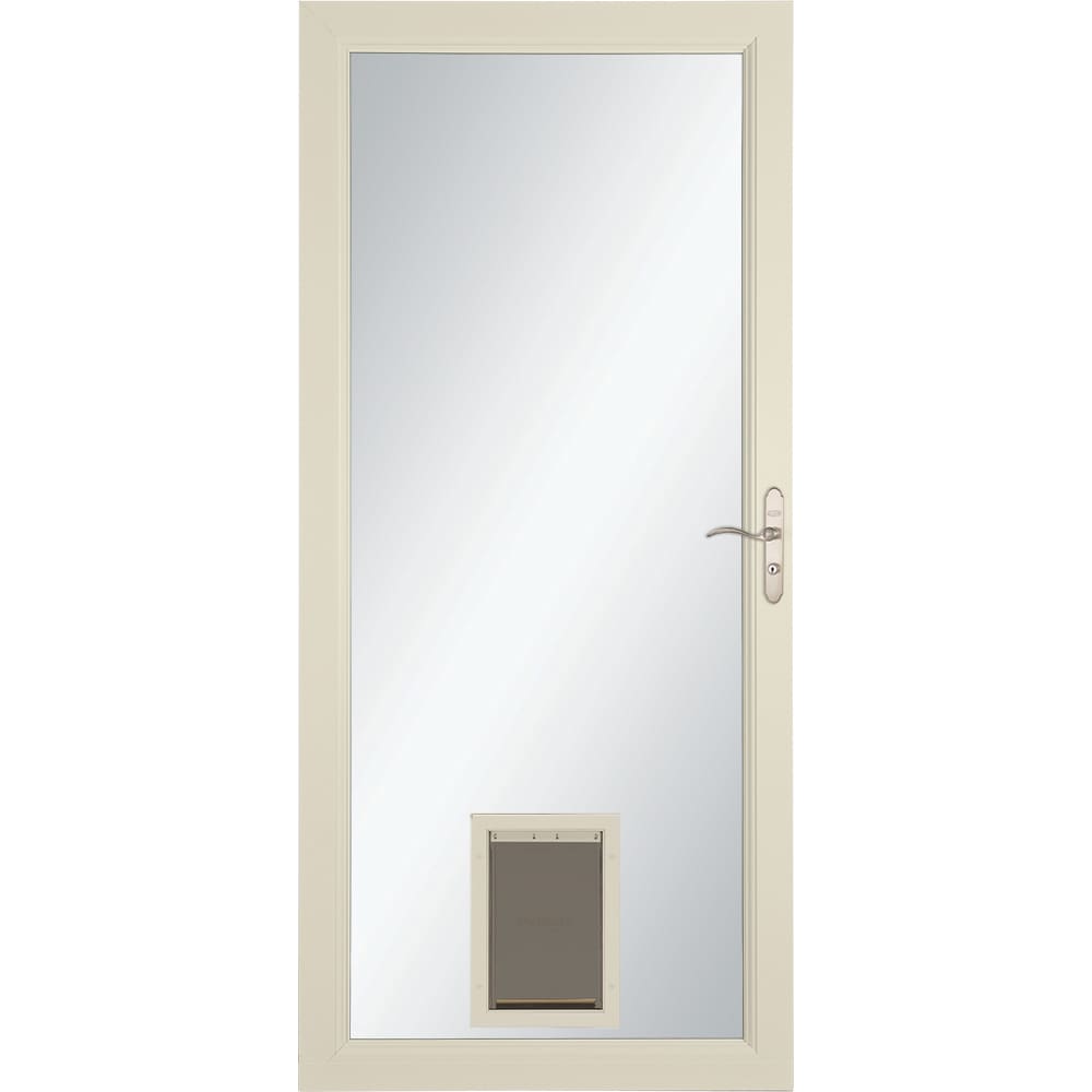 Signature Selection Pet Door 36-in x 81-in Almond Full-view Aluminum Storm Door with Brushed Nickel Handle in Off-White | - LARSON 1497908217