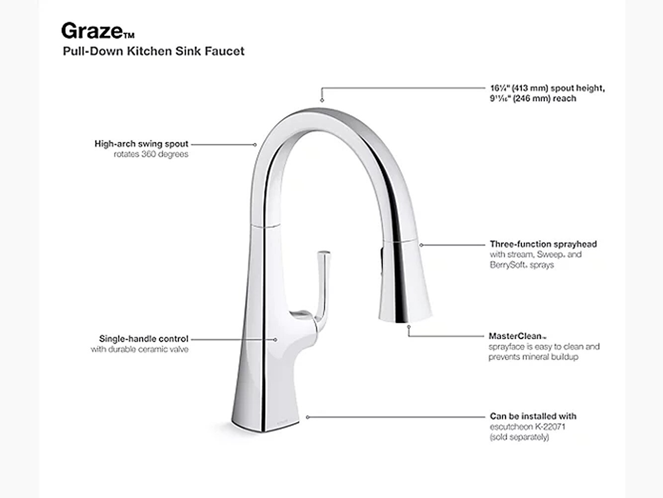 Graze® Pull-Down Kitchen Sink Faucet with orders Three-Function Sprayhead