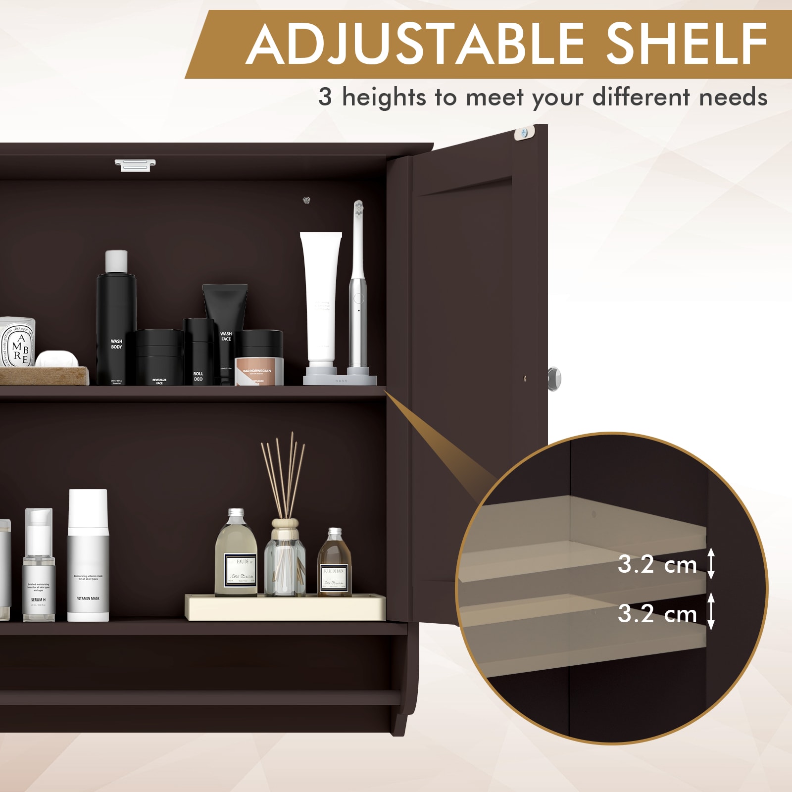 WELLFOR UTG10435BN Bathroom-Wall-Cabinets - View #4