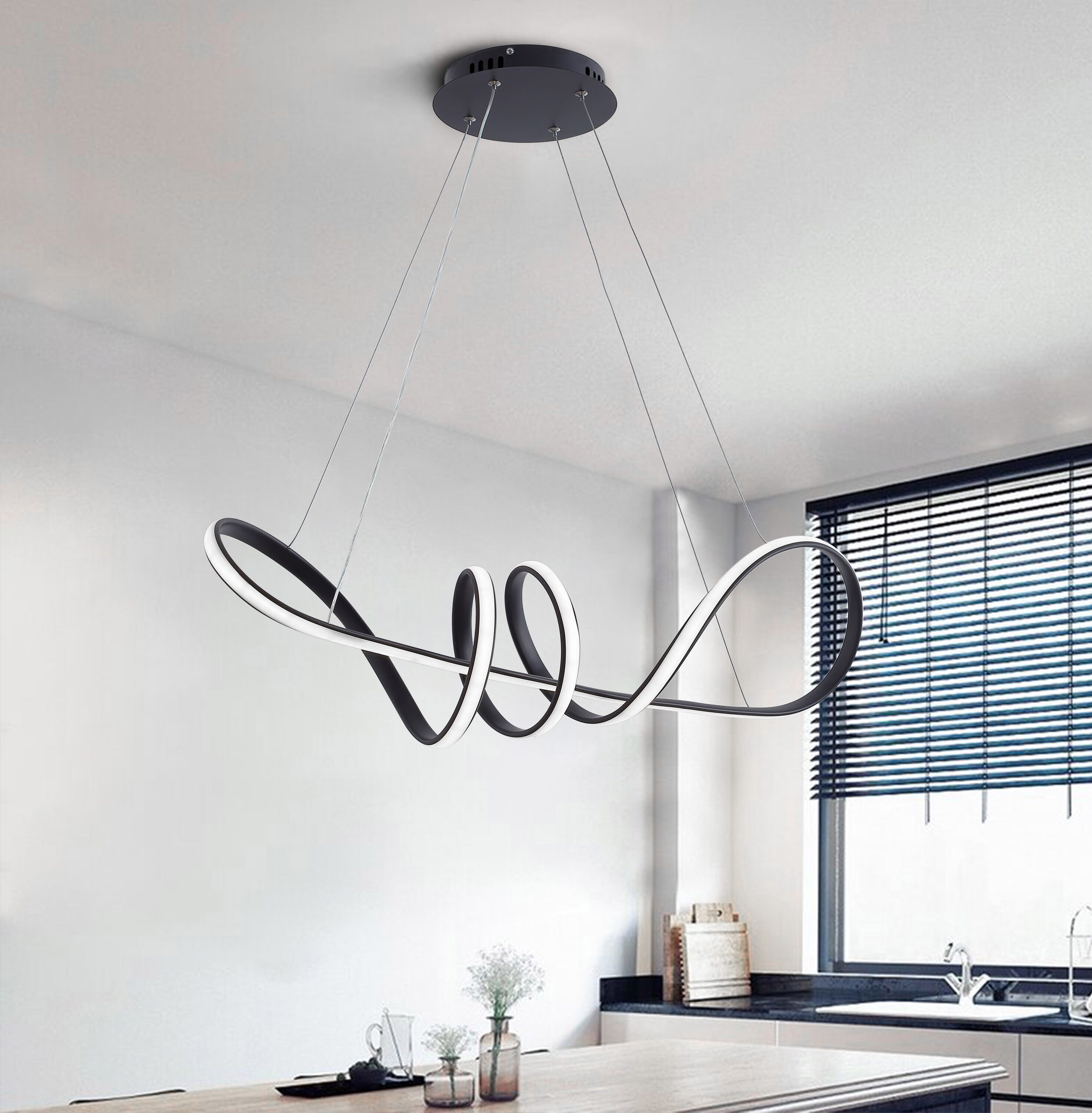 Modern Black and White LED Pendant Light Fixture