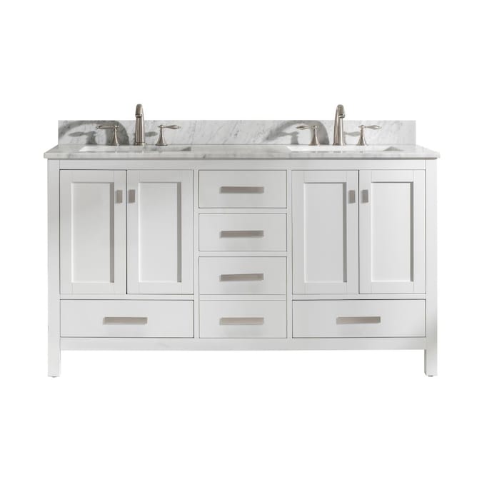 Design Element Valentino 60 In White, 60 Inch Bathroom Vanity Top With Double Sink