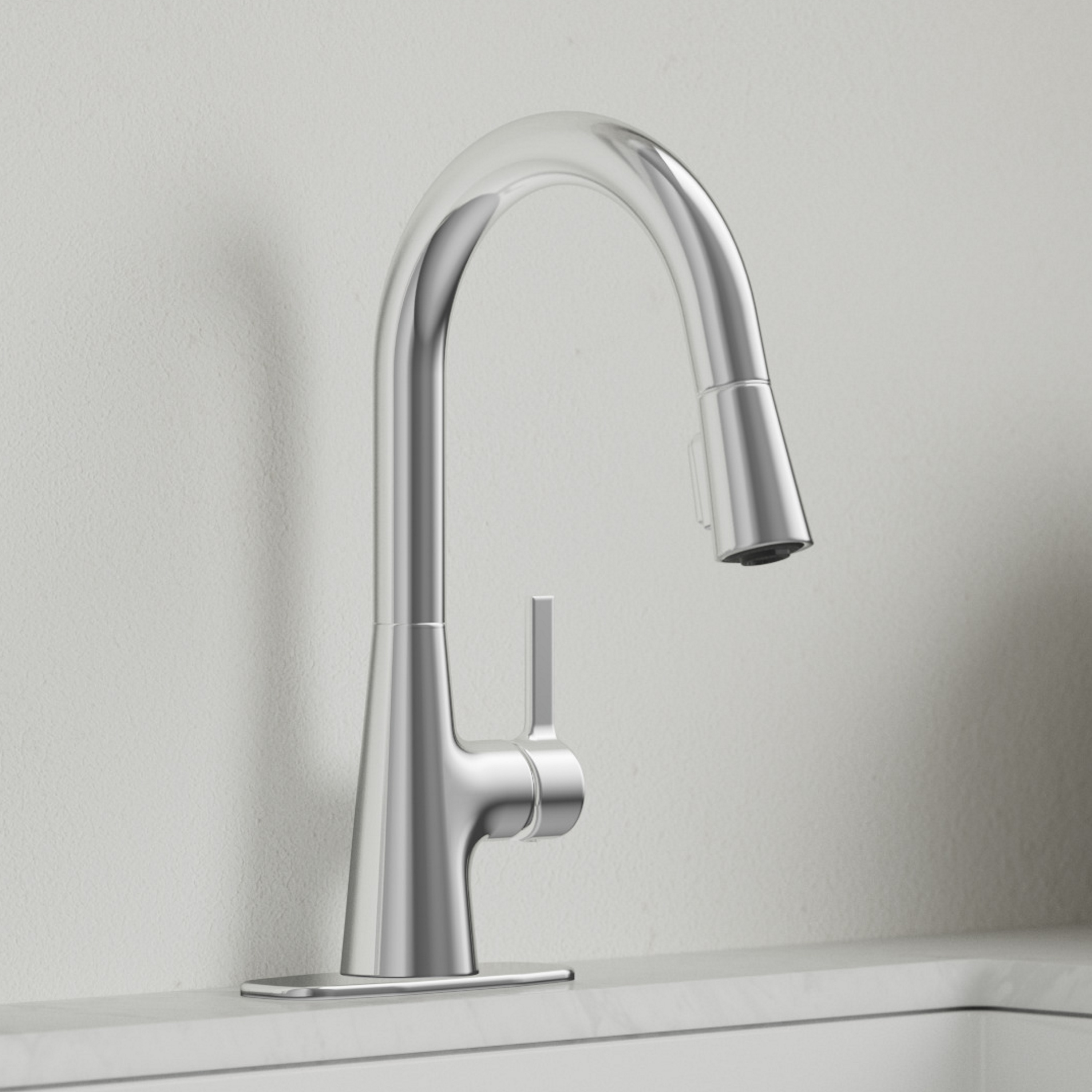 allen + roth FP1B4213CP Gillen Chrome 1-handle Deck-mount Utility Faucet with Pulldown Sprayer