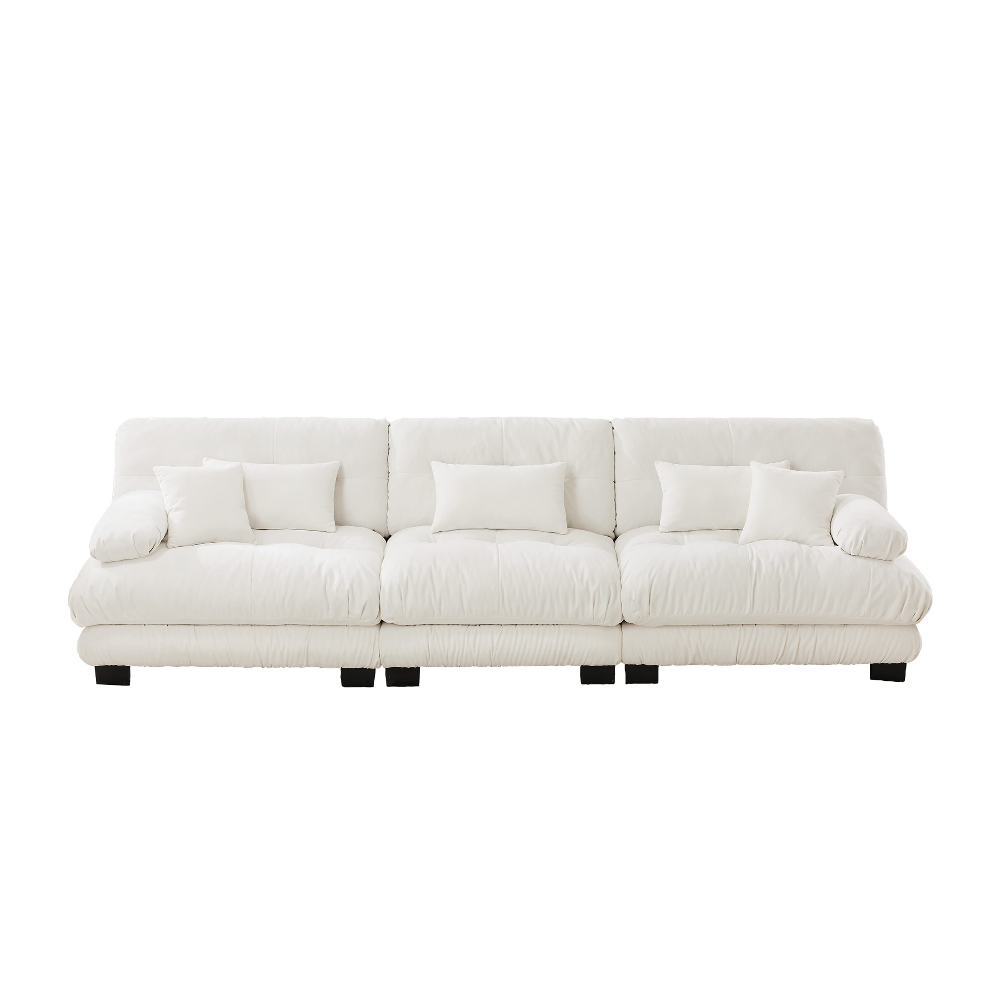 SINOFURN SYA330029BN 133.8-in Modern White Chenille 3 -seater Sectional