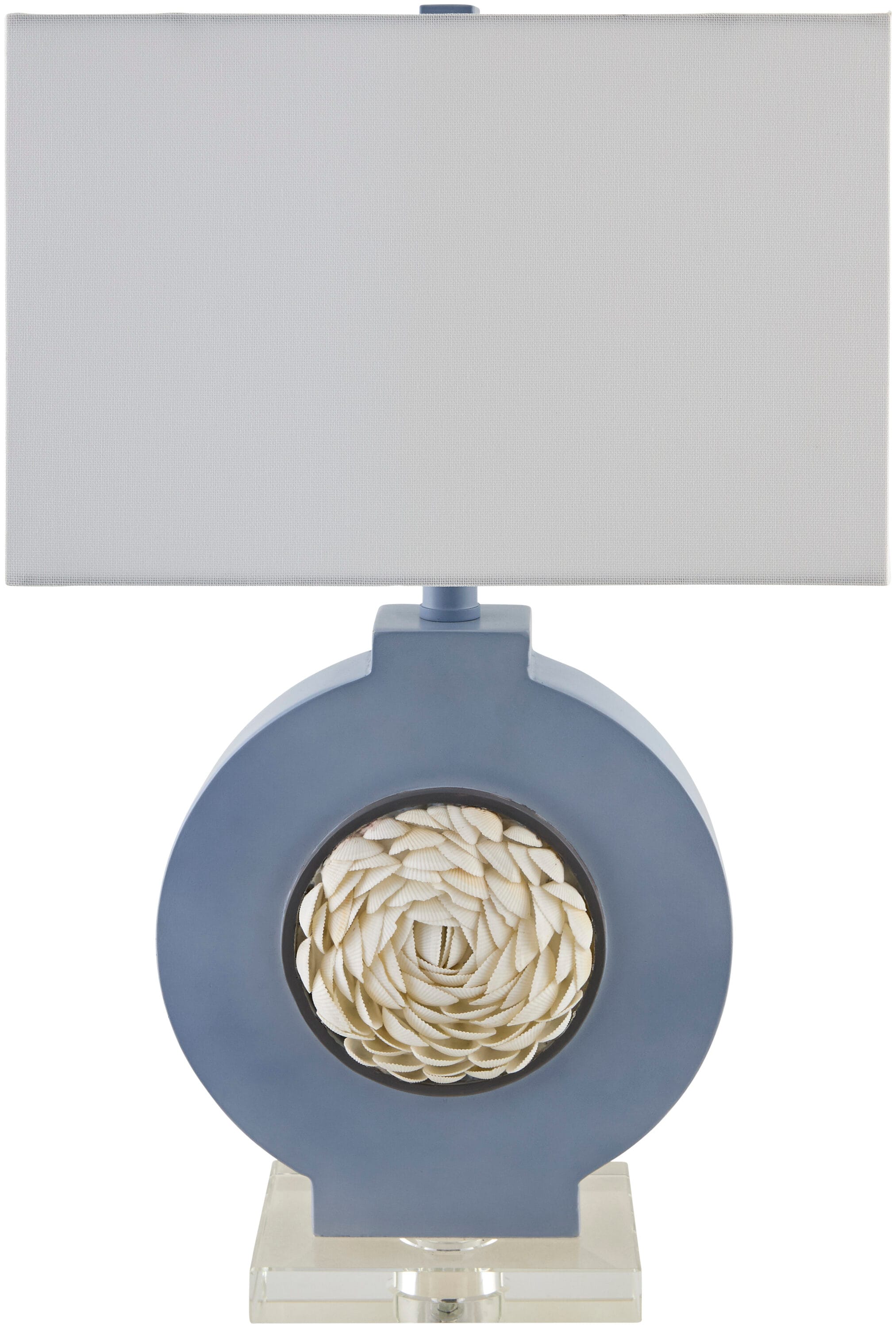 Livabliss Floralis 24-in White/Ice Blue Rotary socket Table Lamp with Linen Shade