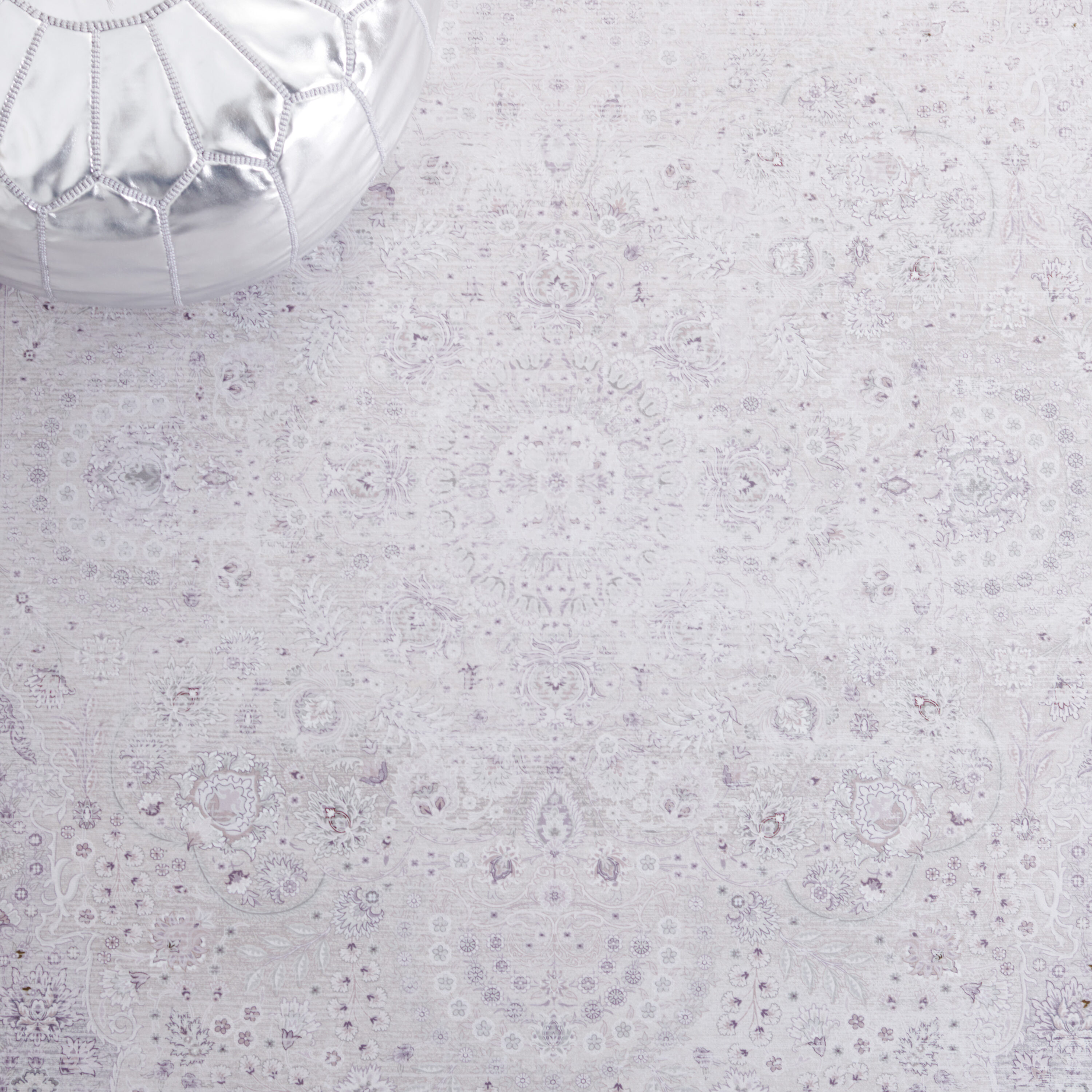 Ivory Rectangular Machine Washable Synthetic Area Rug
