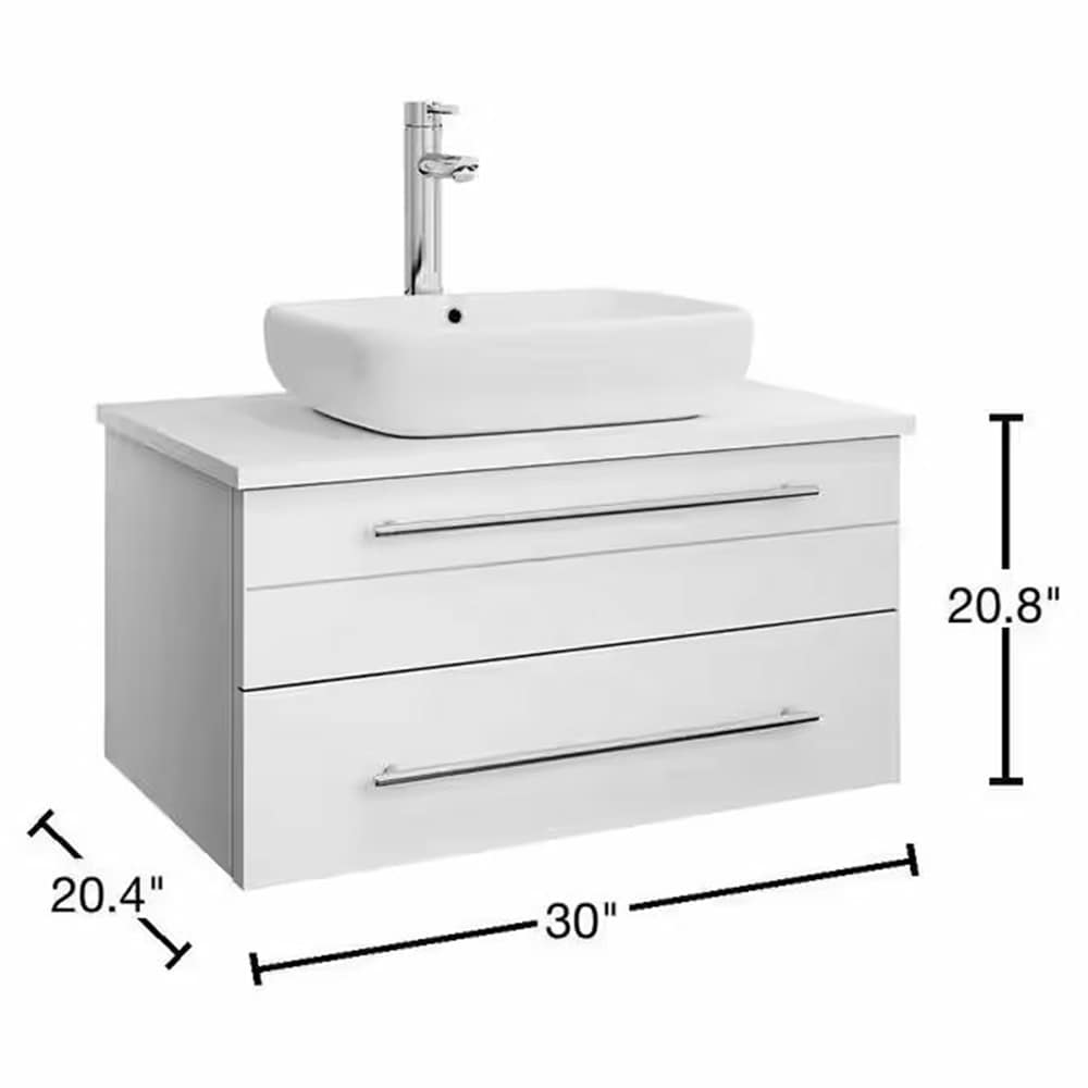 Fresca Lucera 30-in White Single Sink Floating Bathroom Vanity with ...