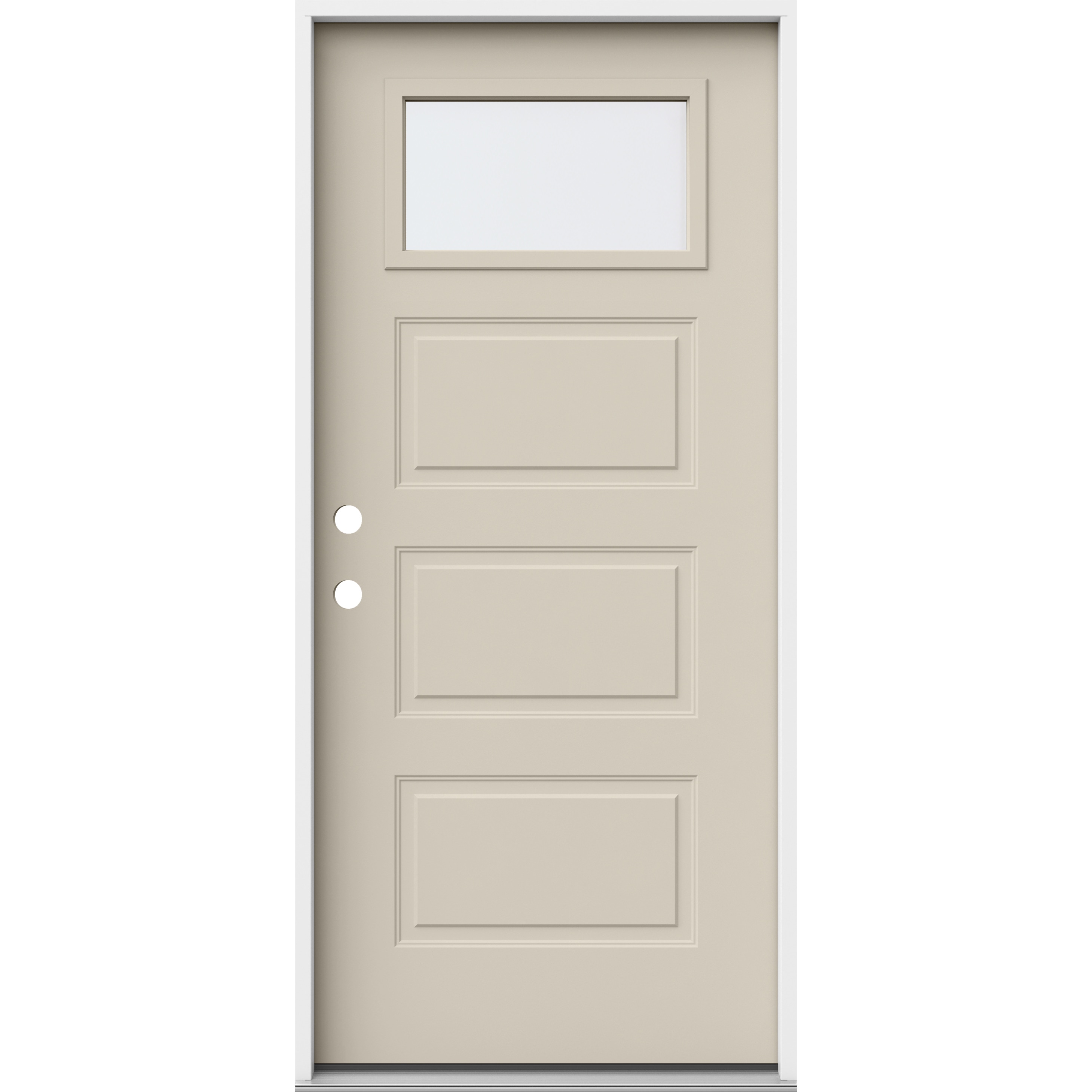 JELD-WEN LOWOLJW250300002 36-in x 80-in x 4-9/16-in Steel 1/4 lite Right-hand inswing Primed Prehung Front Door Insulating core