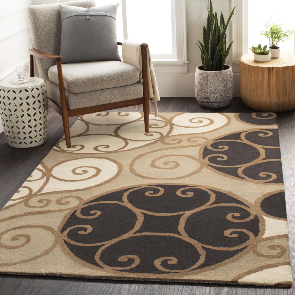 Surya ATH5111-99RD Athena 10 x 10 Wool Camel Round Indoor Medallion Area Rug