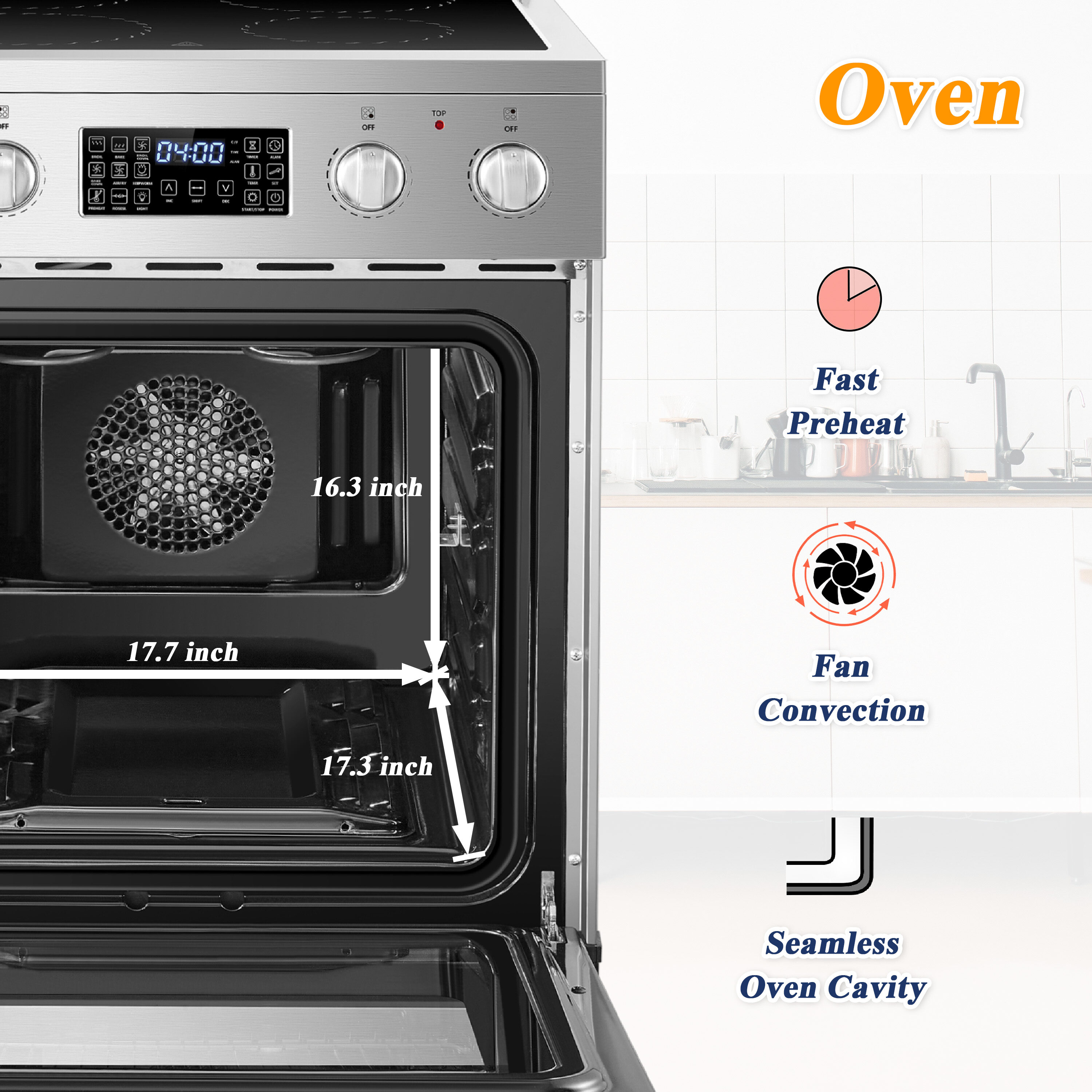 GE 24-in Glass Top 4 Burners 2.9-cu ft Steam Cleaning Freestanding