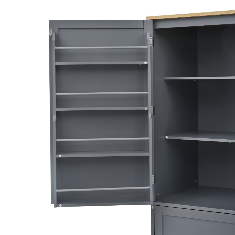 GlasFlength  40x20x71inch High Freestanding Kitchen Pantry Large Cupboard Storage Cabinet with 2 Drawers 2 Adjustable Shelves 8 Door Shelves for Kitchen Dining Room Gray