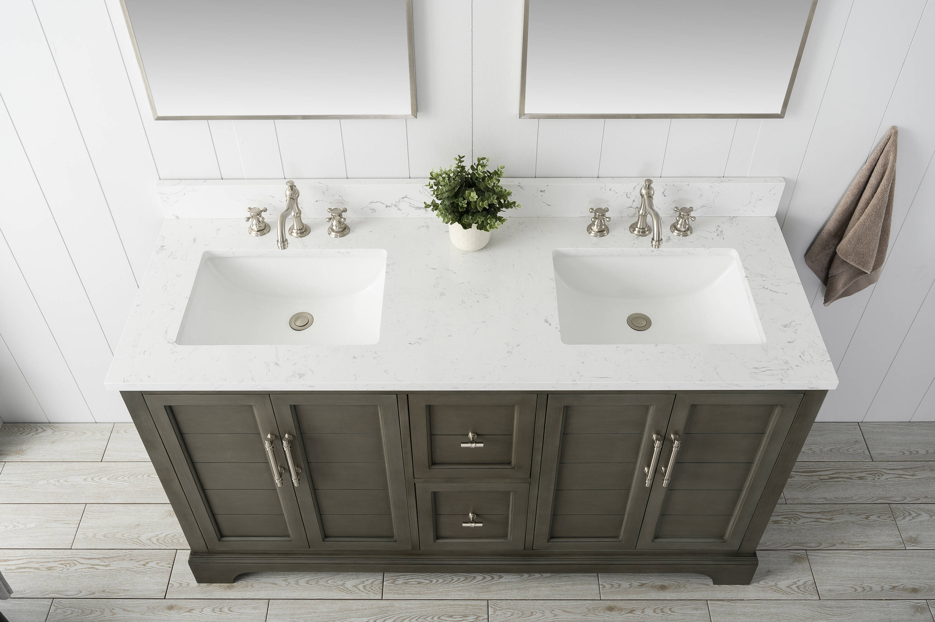 Vanity Art Chambery 60-in Silver Grey Undermount Double Sink Bathroom ...