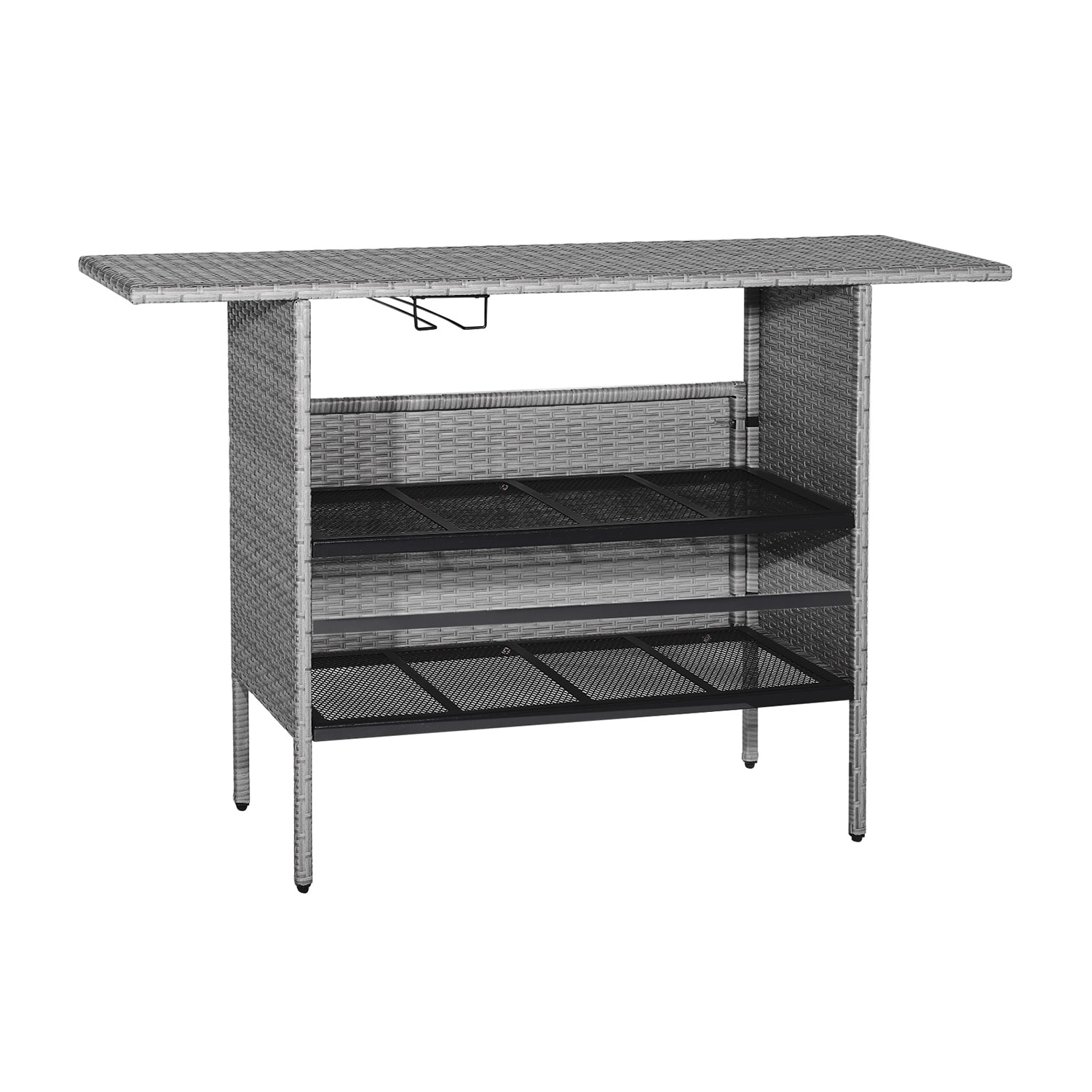 WELLFOR OUG70677 Rectangle Rattan Outdoor Bar height 18.5-in W x 55-in L