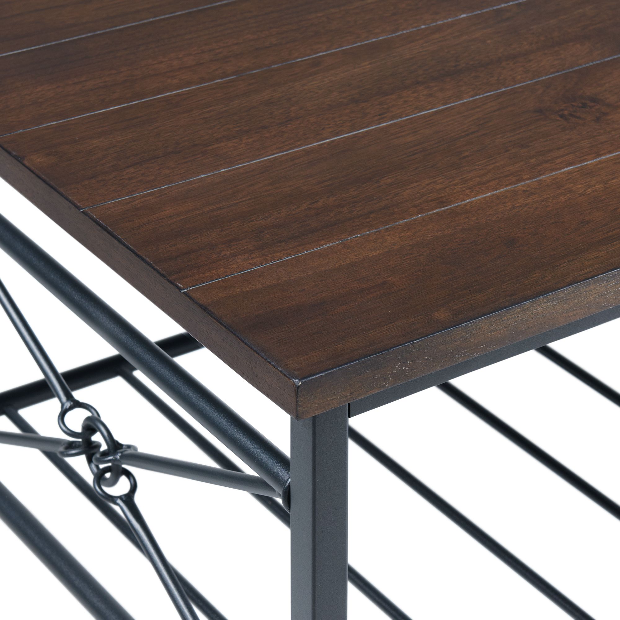 Percy Industrial Black and Brown 3-Piece Rectangular Occasional Table Set