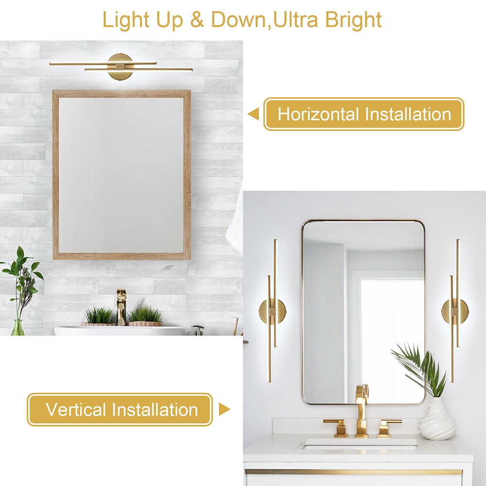 EDISLIVE 23.62-in 2-Light Gold LED Modern/Contemporary Vanity Light in ...