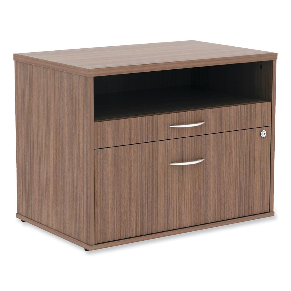 Alera ALENLS583020WA 2-Drawer Low File Cabinet Credenza - Walnut Finish for Open Office Spaces