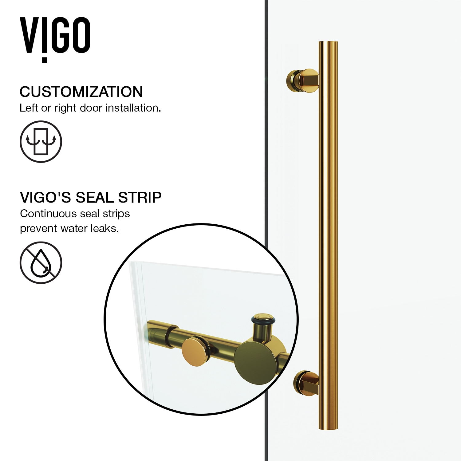 Vigo VG6041MGCL4874 Clear / Matte Brushed Gold Elan 74 High x 48