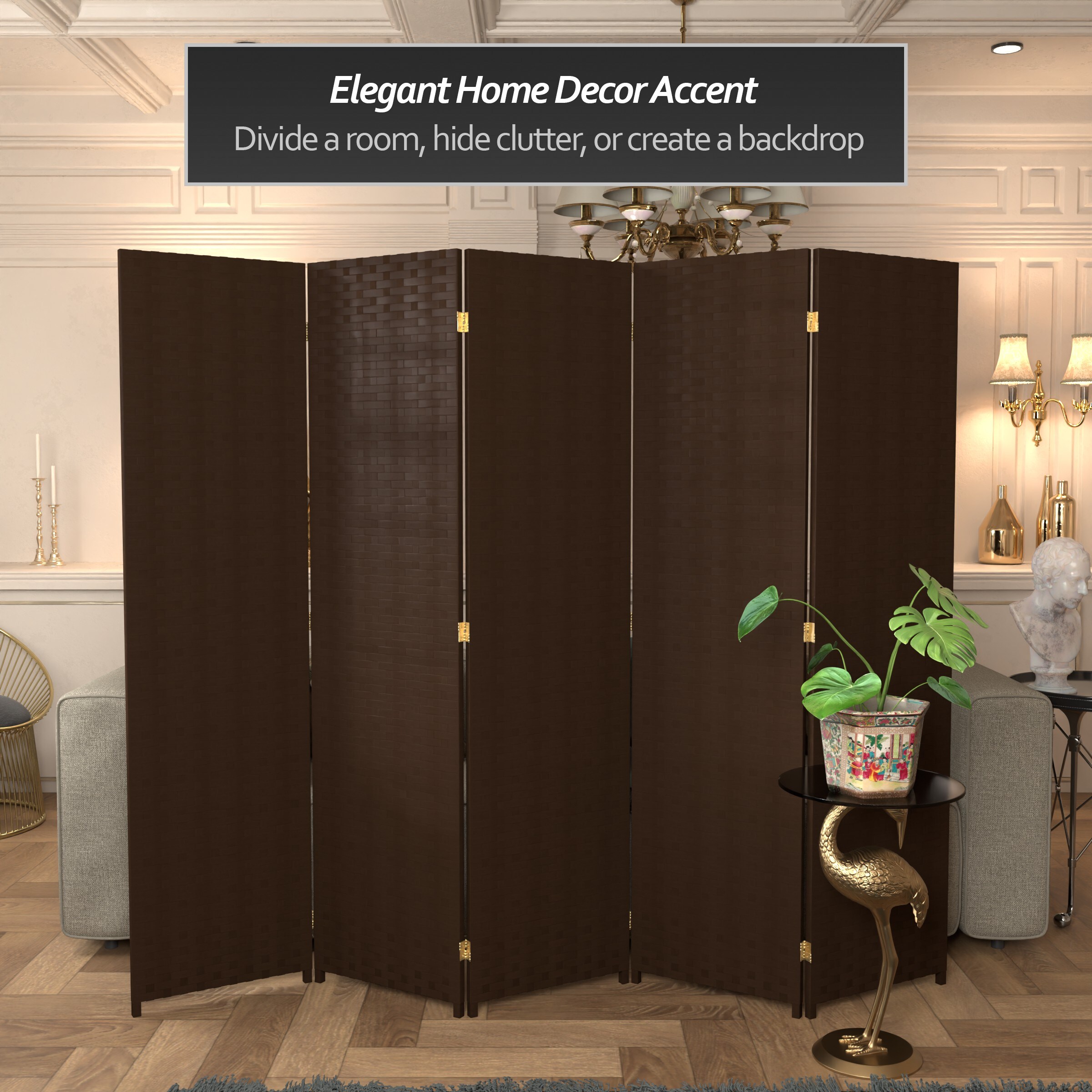 Oriental Furniture SSFIBER-5P-DMOC Indoor-Privacy-Screens - View #3