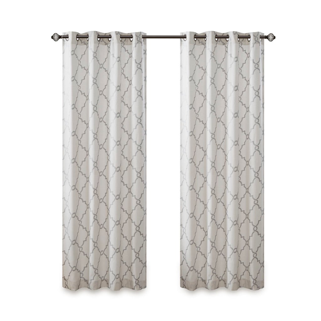 Gracie Mills GRACE-5932-04PM Ondine Scroll Geometric Fretwork Grommet Window Curtain Panel