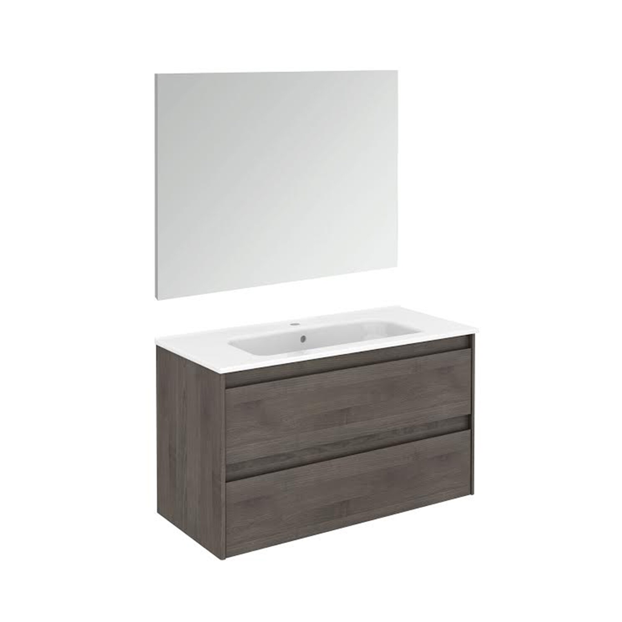 WS Bath Collections Ambra 40-in Gloss White Single Sink Bathroom Vanity with Ceramic White Ceramic Top (Mirror Included)