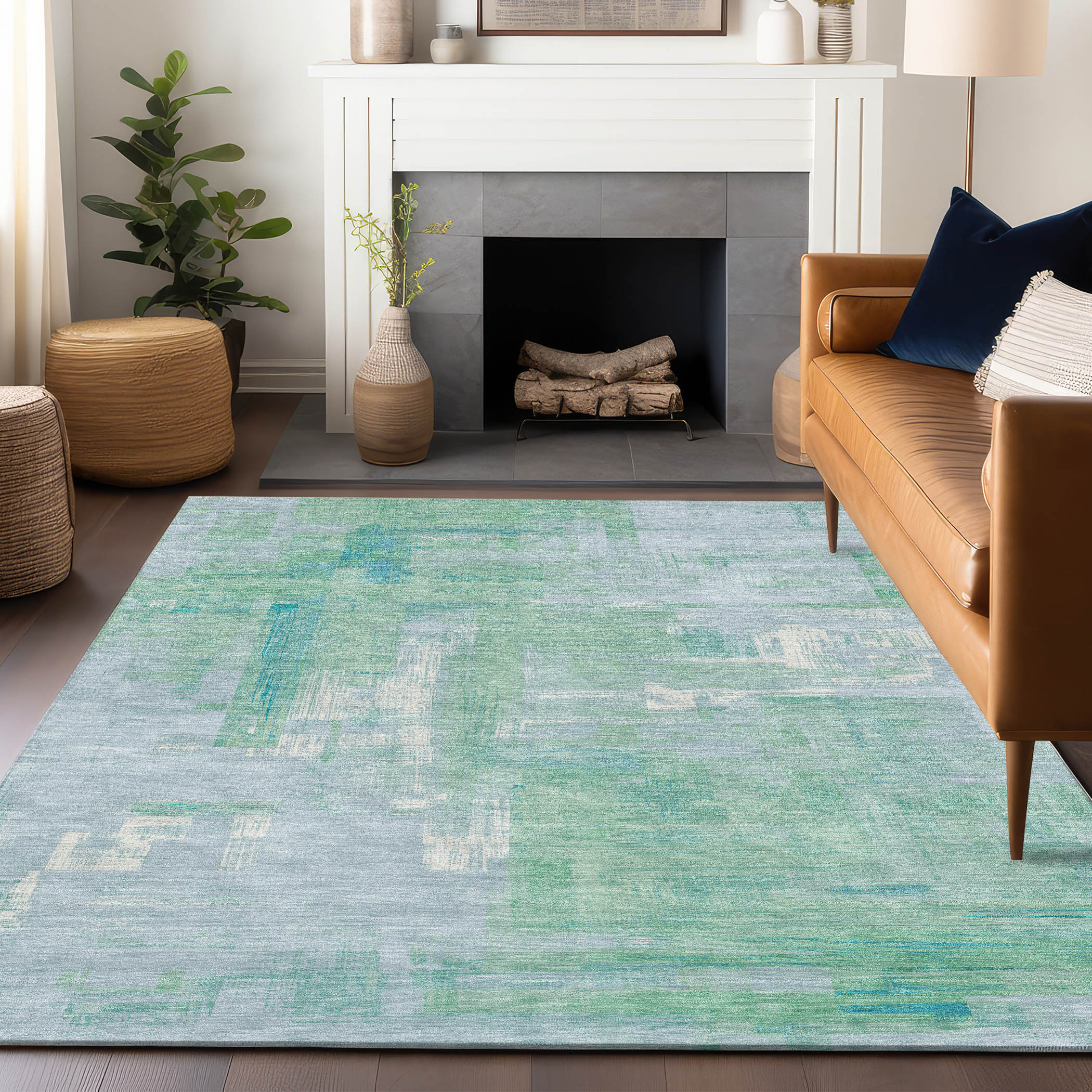 Addison Rugs ACN1343SK3X5 Chantille ACN1343SK 3 x 5 (ft) Polyester Sky Rectangular Indoor/Outdoor Geometric Machine washable Area rug