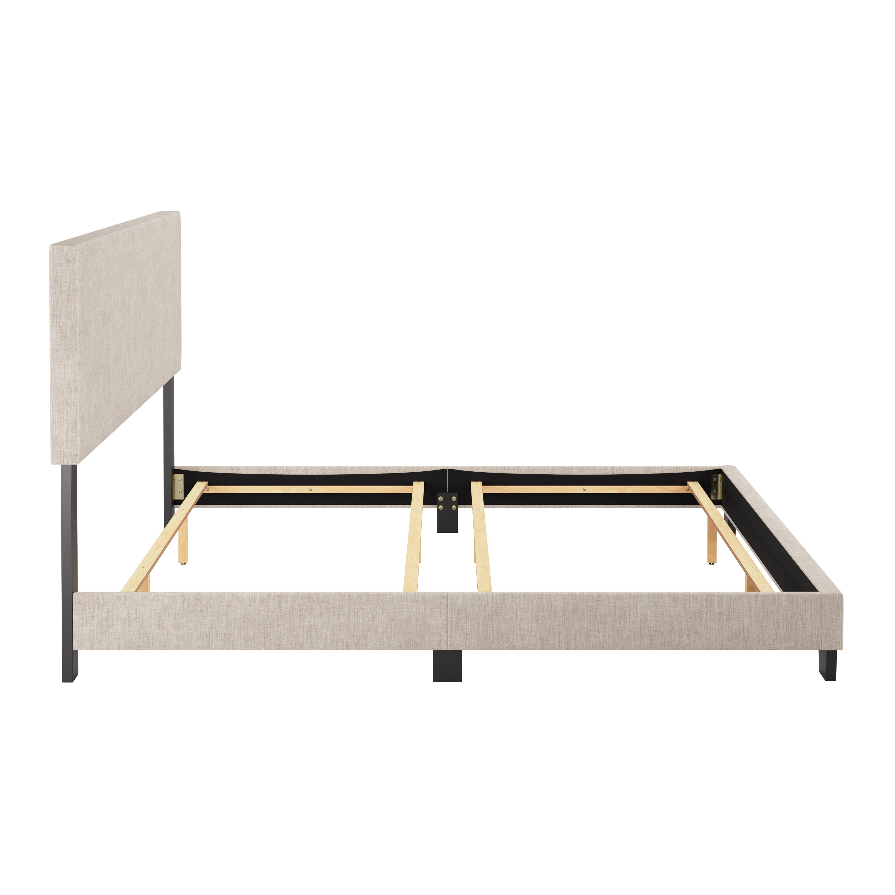Celeste Beige Upholstered King Bed with Padded Headboard