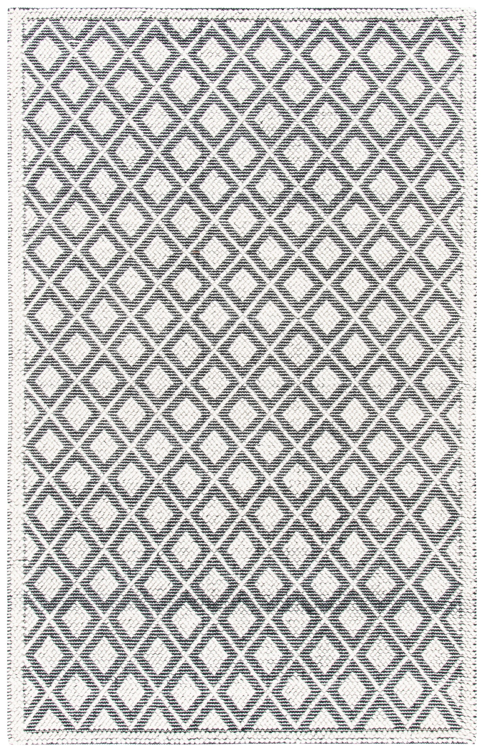 Handmade Black Wool Braided Rectangular Washable Rug