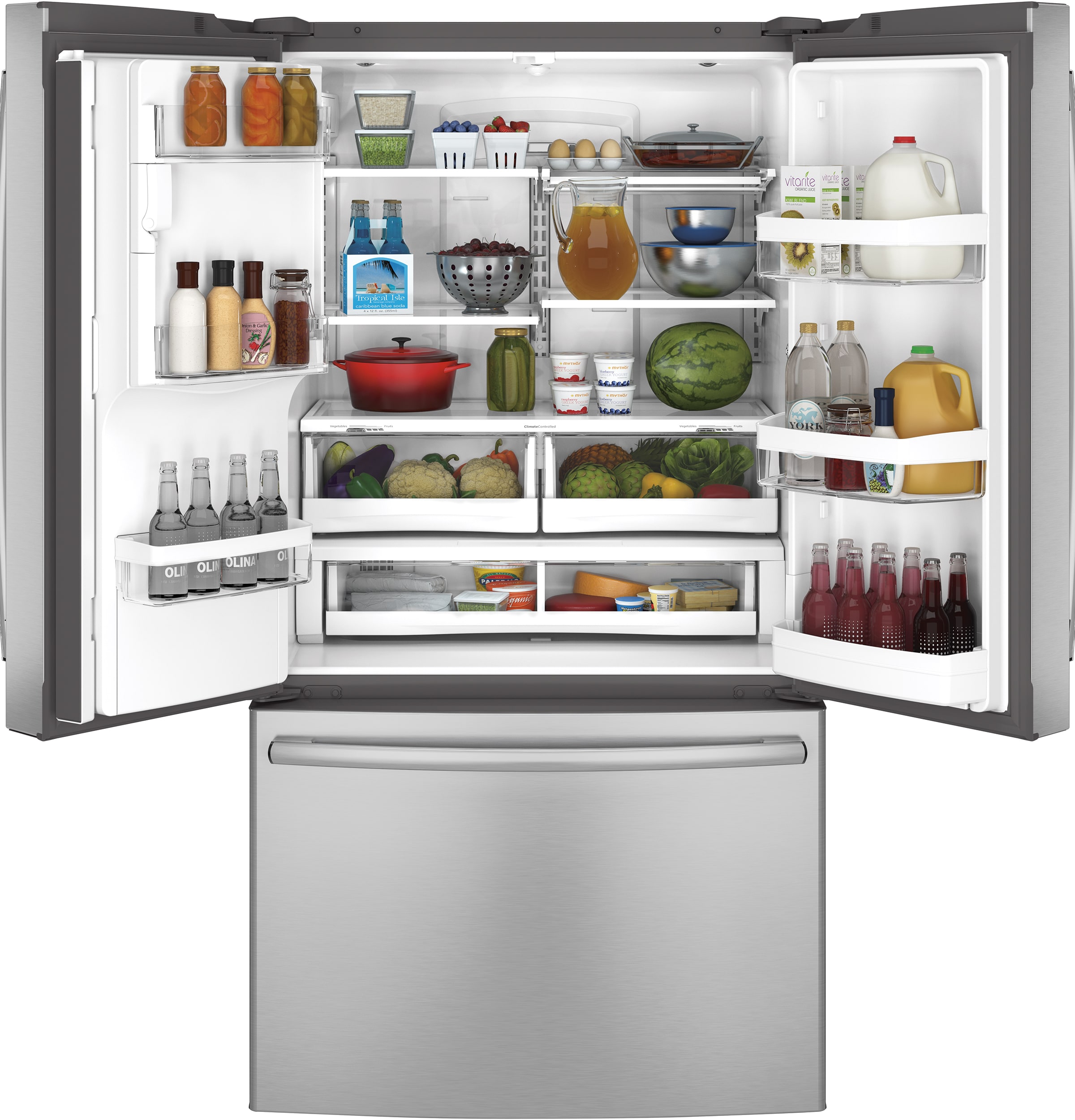 GE Profile™ Series ENERGY STAR® 22.1 Cu. Ft. Counter-Depth Fingerprint  Resistant French-Door Refrigerator with Hands-Free AutoFill