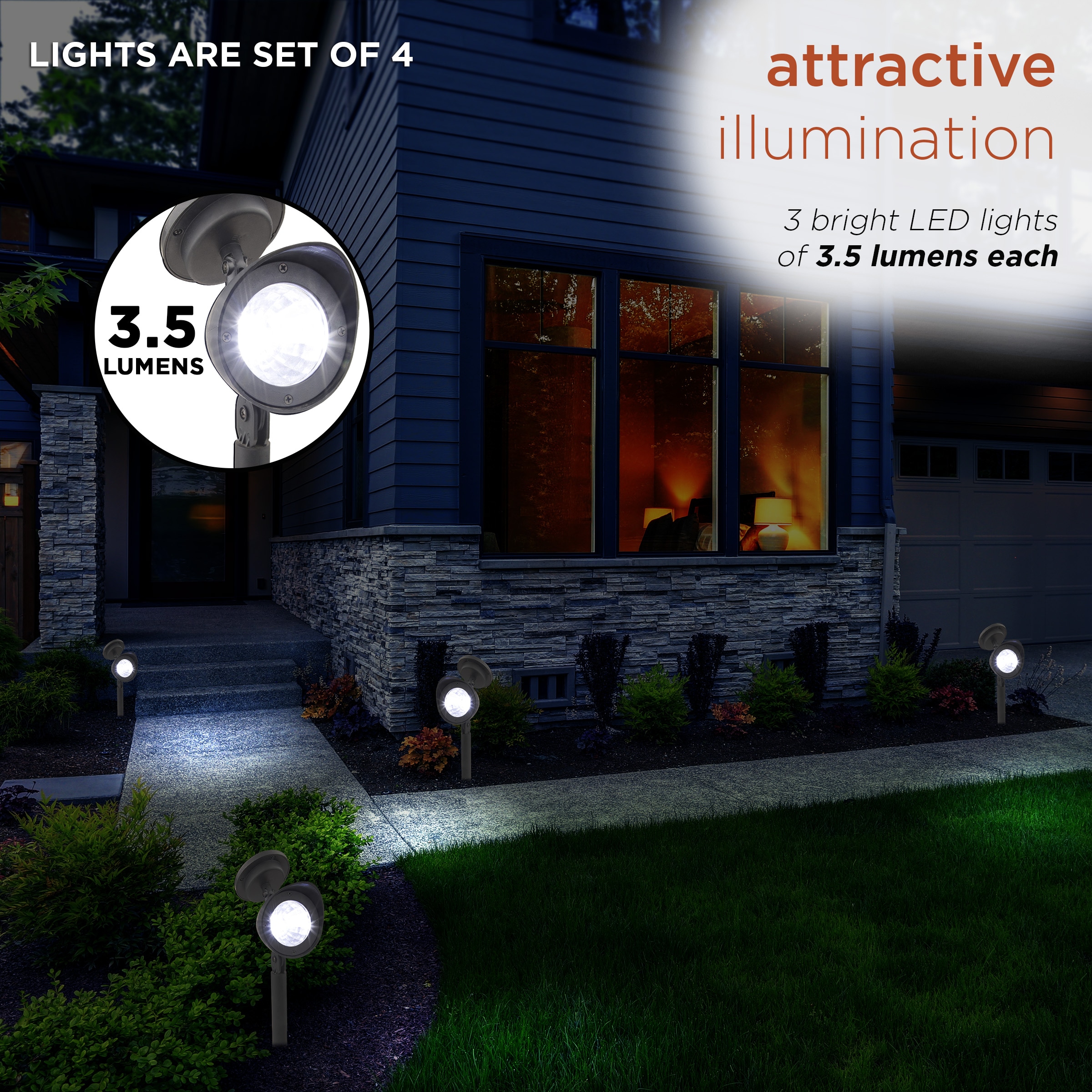 Alpine Corporation 4-Pack 10-Lumen 1-Watt Black Solar LED Outdoor Path ...