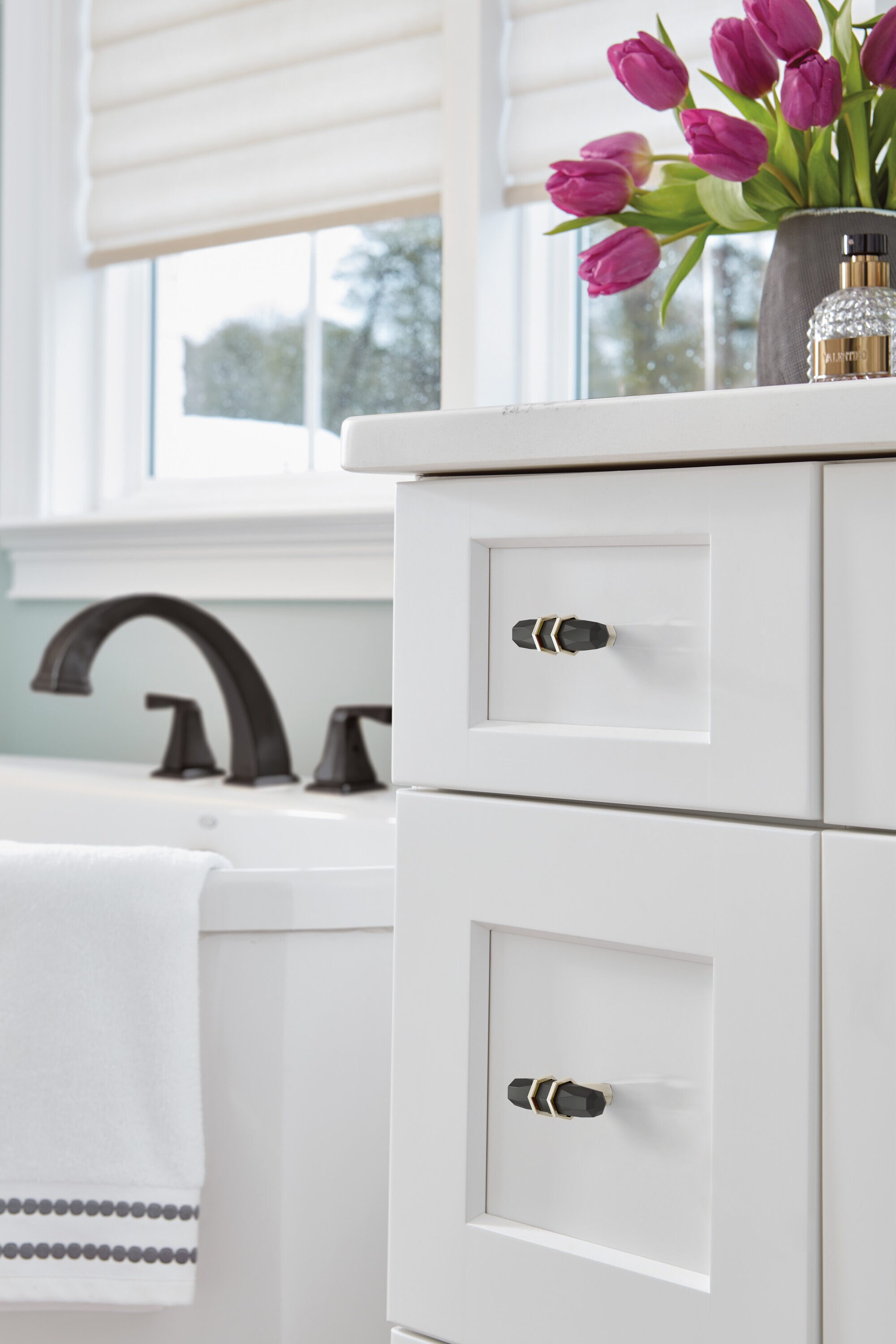 Amerock London 2-1/2" Black Bronze and Polished Nickel Cabinet Knob