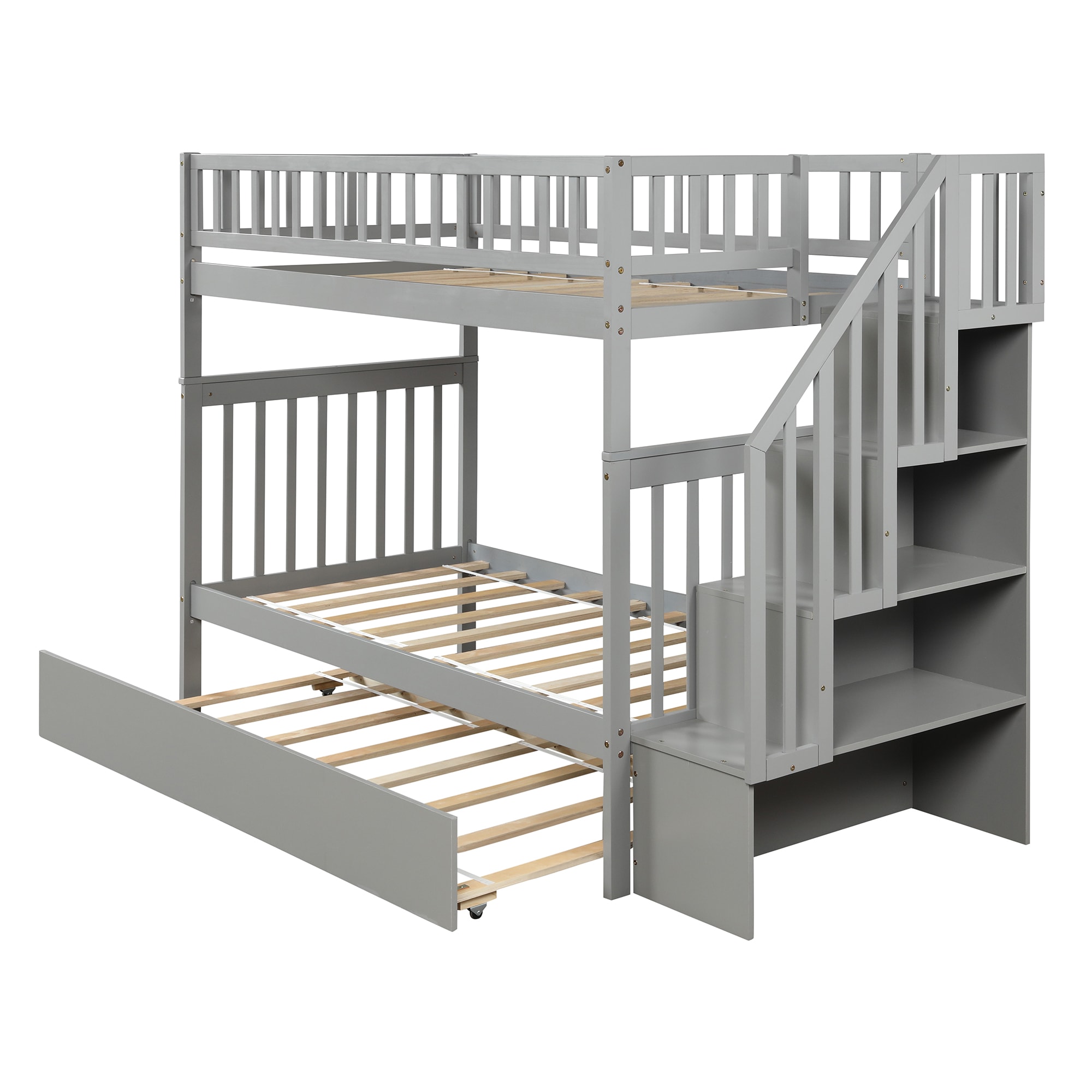 Sumyeg Twin over twin bunk bed Gray Twin Over Twin Bunk Bed in the Bunk ...