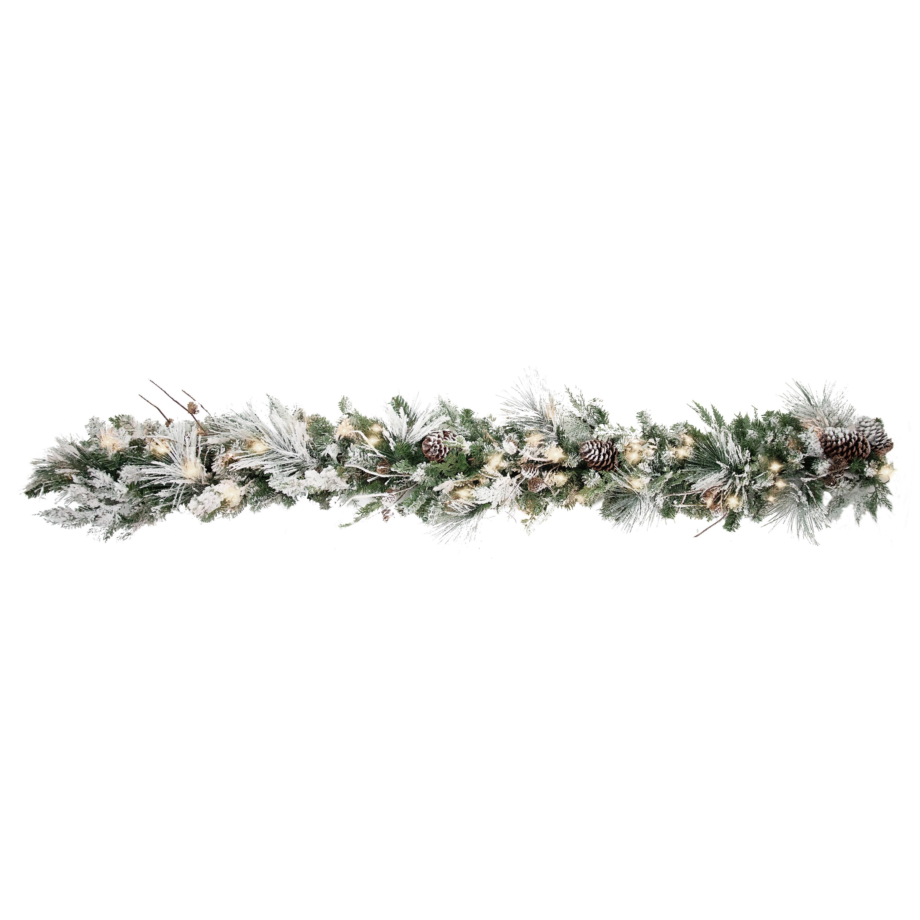 6ft Pre-Lit Snowy Pine Outdoor Christmas Garland with LED Lights
