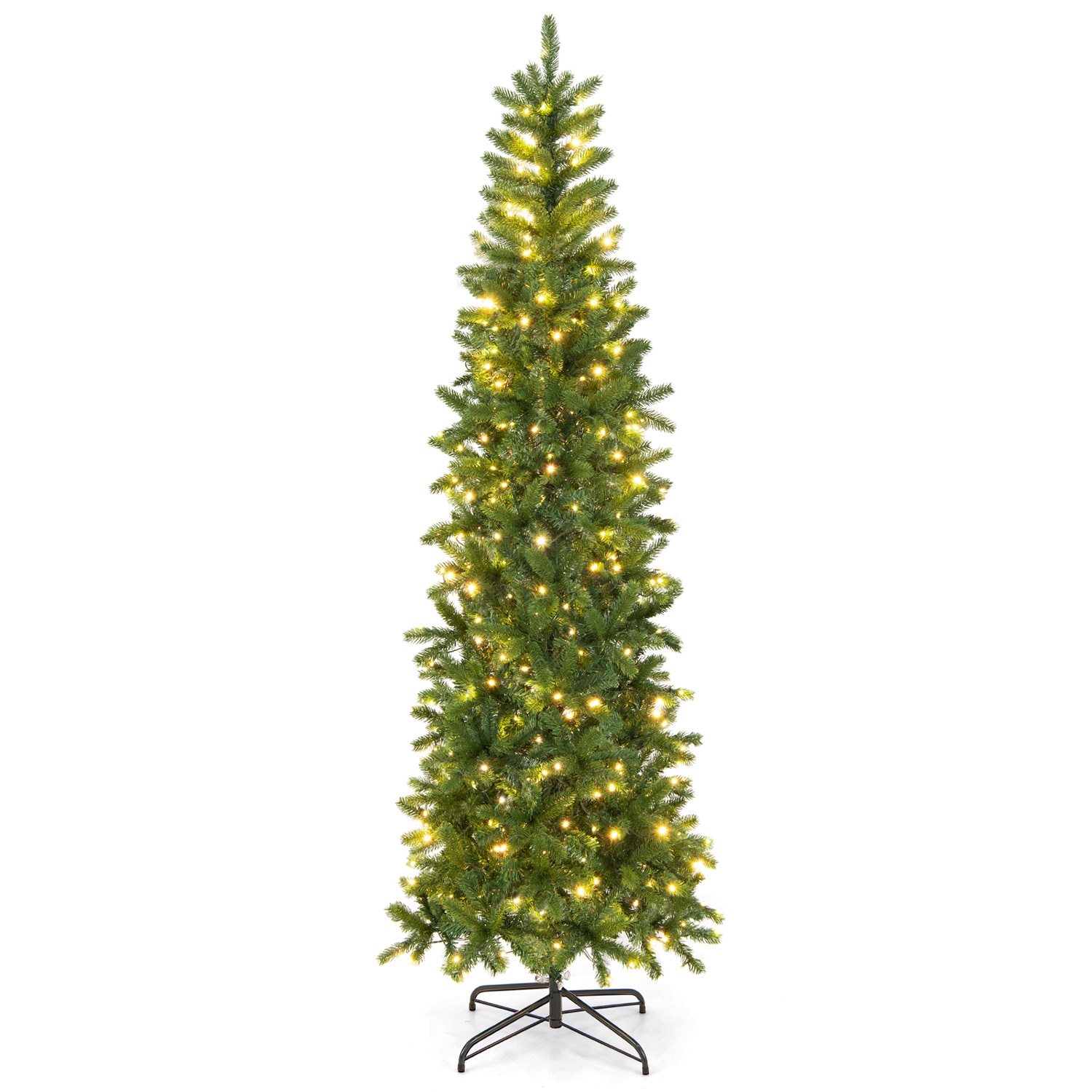 WELLFOR HYJ24030US 7.5 Pre-lit Slim Artificial Christmas Tree with Multicolor LED Lights