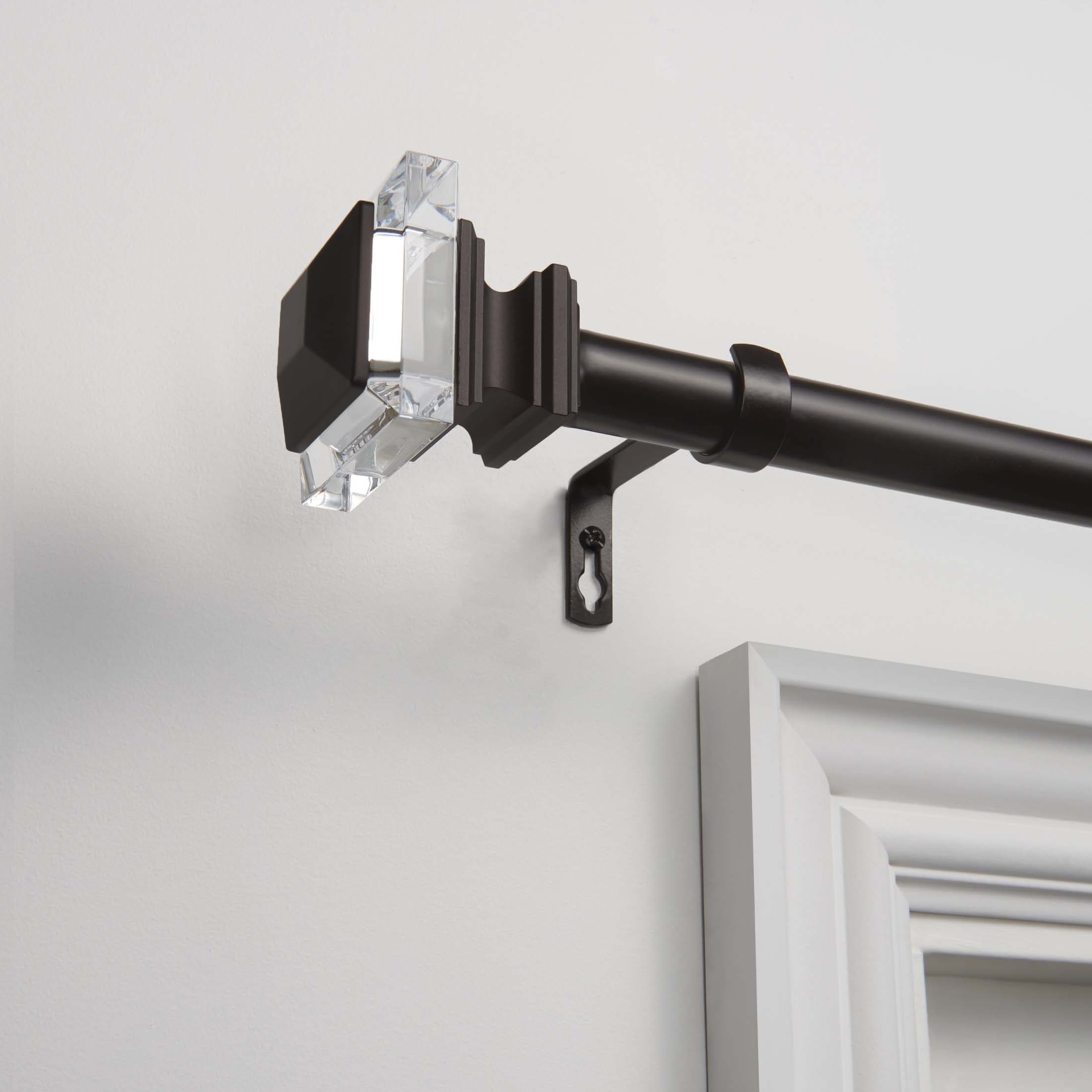 Exclusive Home ER1019-04-66120 Prism 66-in to 120-in Matte bronze Iron Single curtain rod with Finials