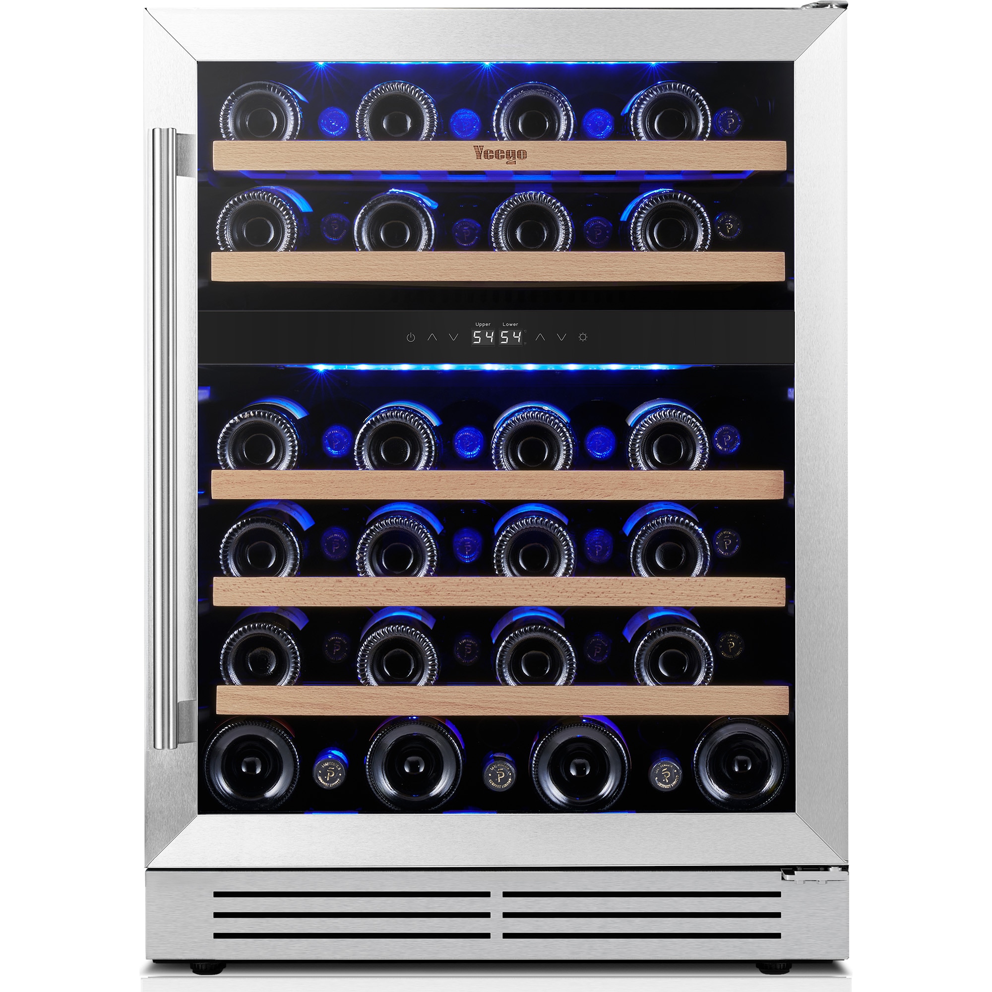 Yeego YEG-WD24-LS 24-in W 46 -Bottles Stainless Steel Dual Zone Cooling Built-in/Freestanding Indoor Wine Cooler