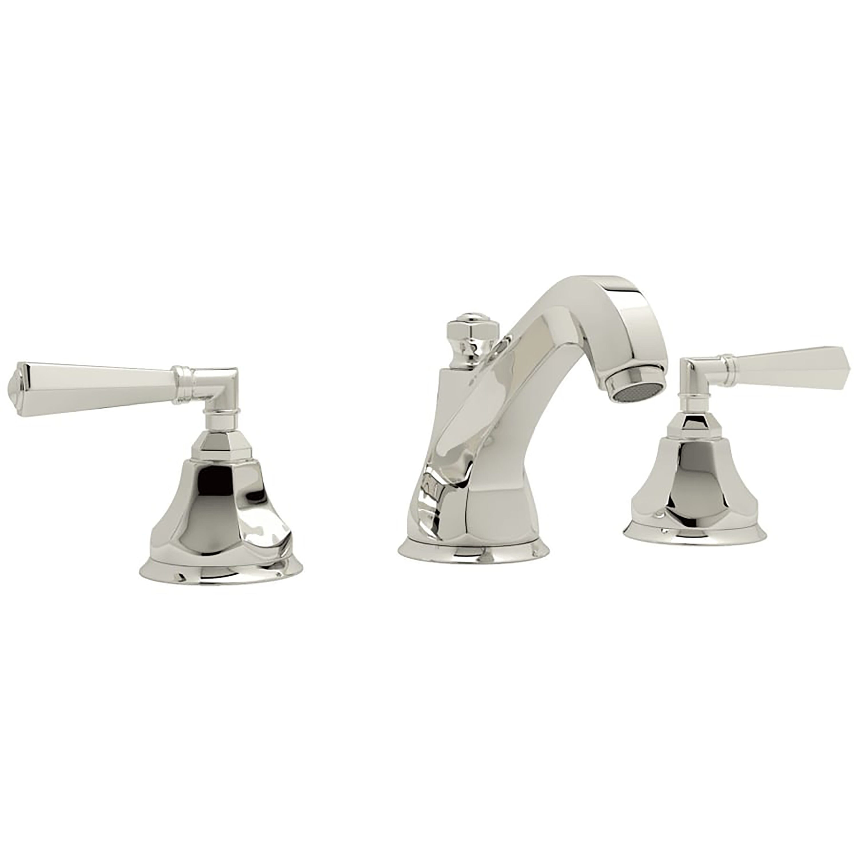 Elegant Polished Nickel 3-Hole Widespread Lavatory Faucet with Crystal Handles
