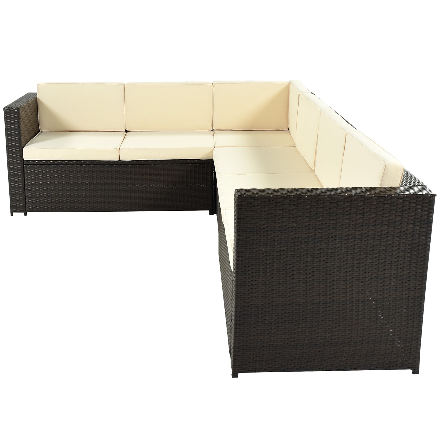 Bybafun Rattan Outdoor Sectional With Beige Cushion(S) And Wicker Frame ...