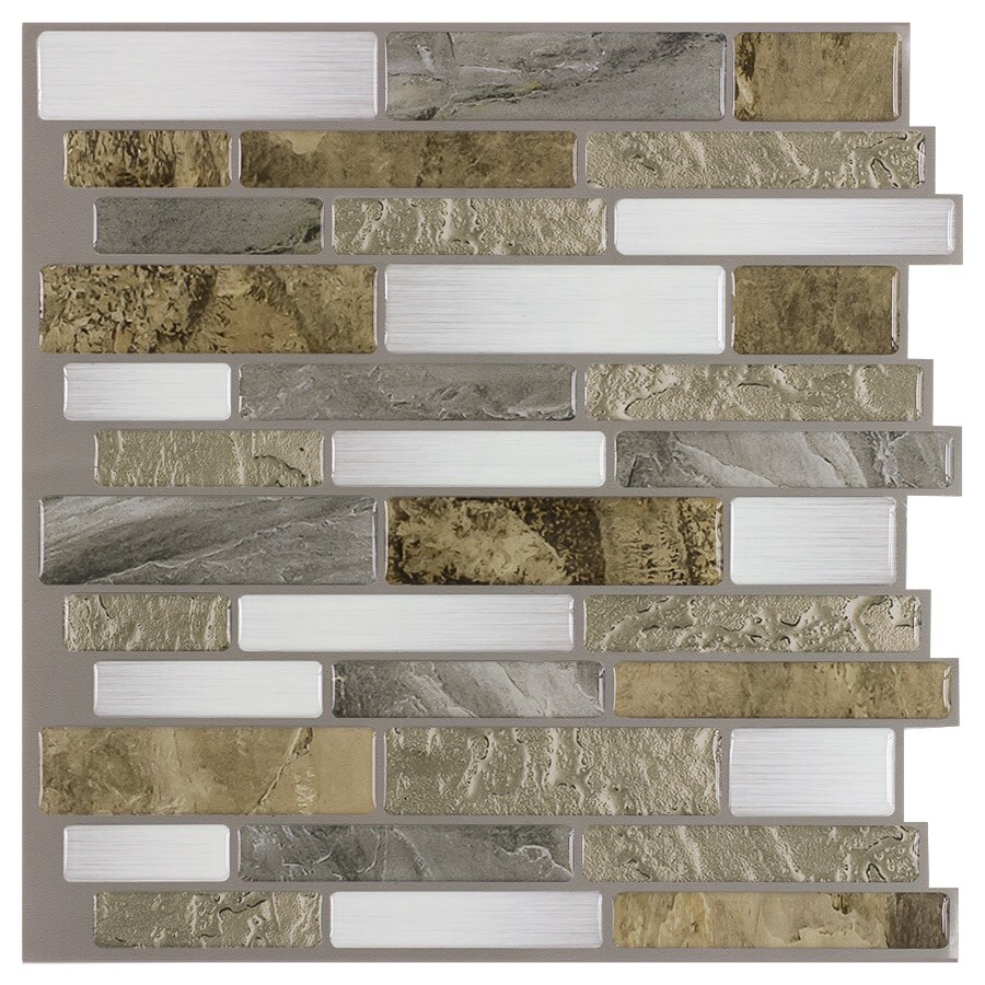 Peel&Stick Mosaics Peel and Stick Mountain Terrain 10-in x 10-in Glossy Composite Linear Mosaic Peel & Stick Tile