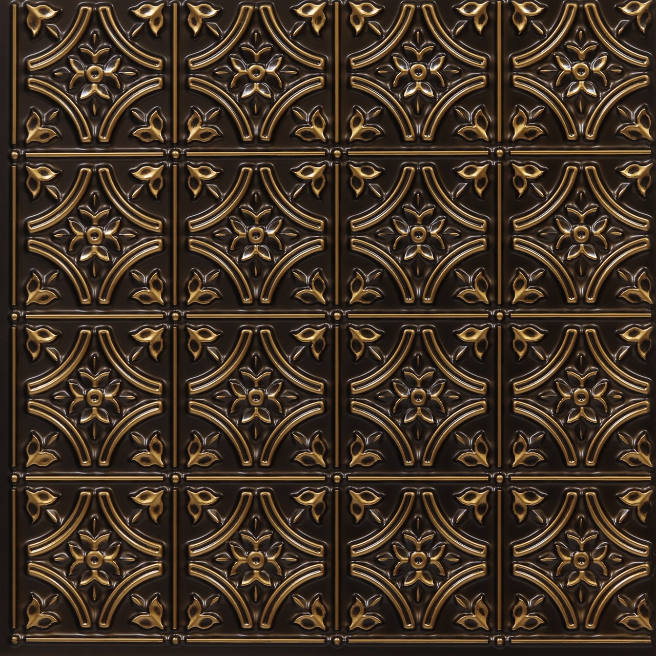 From Plain to Beautiful in Hours 150AG-24X24-10 2-ft x 2-ft Gothic Reims Faux Tin/PVC Antique Gold PVC Surface-mount Ceiling Tile ( 10 -Pack, 40-Sq. Feet / Case )
