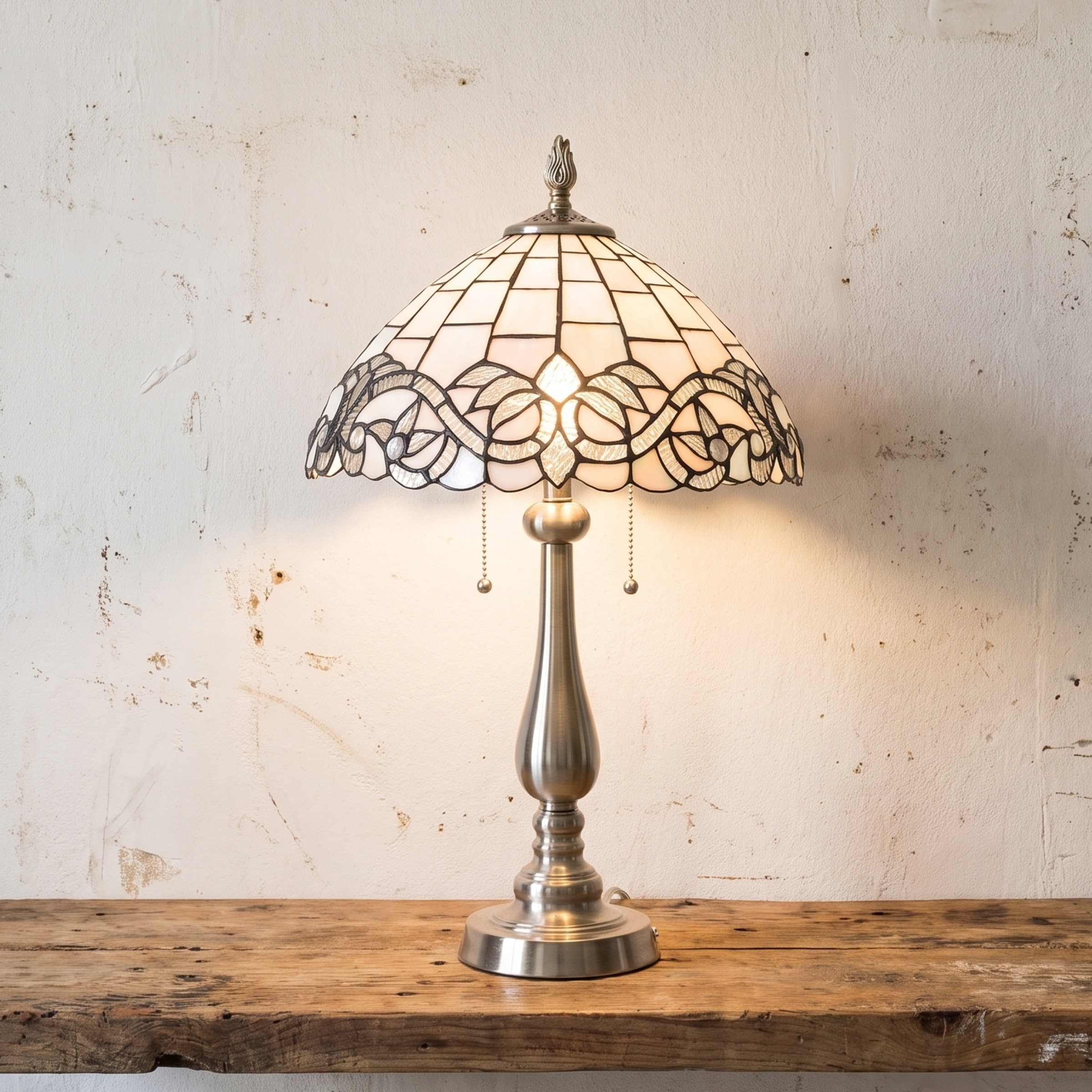 Lavish Home -  Tiffany Style Table Lamp with Stained Glass Shade - Baroque Stained Glass Lamp