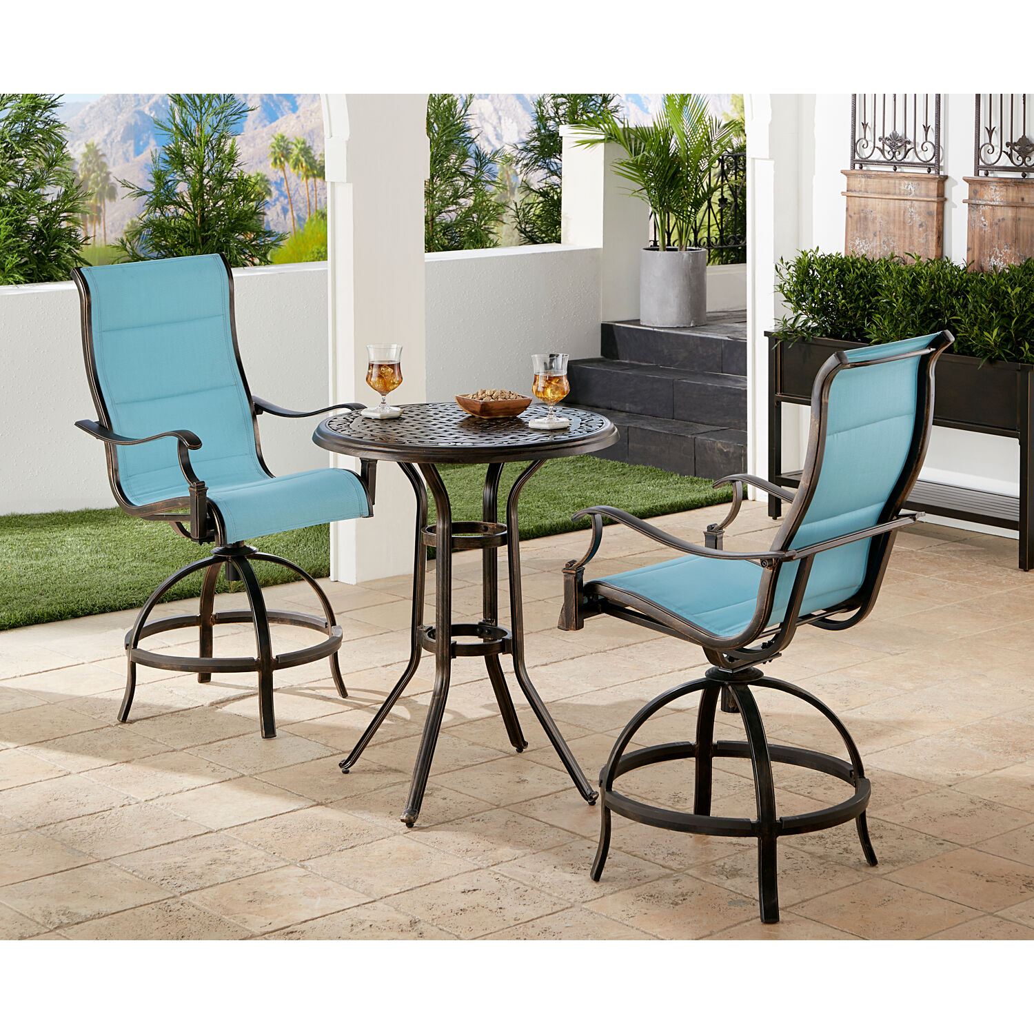 Hanover TRADDN3PCPDBR-BLU Patio-Dining-Sets - View #2