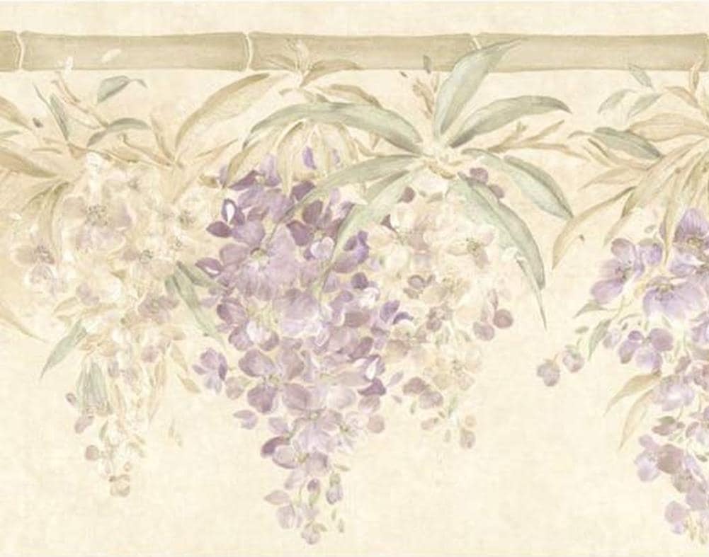 Dundee Deco 1025in Floral Green Beige Purple Flowers On Bamboo Rod  Prepasted Wallpaper Border in the Wallpaper Borders department at Lowescom