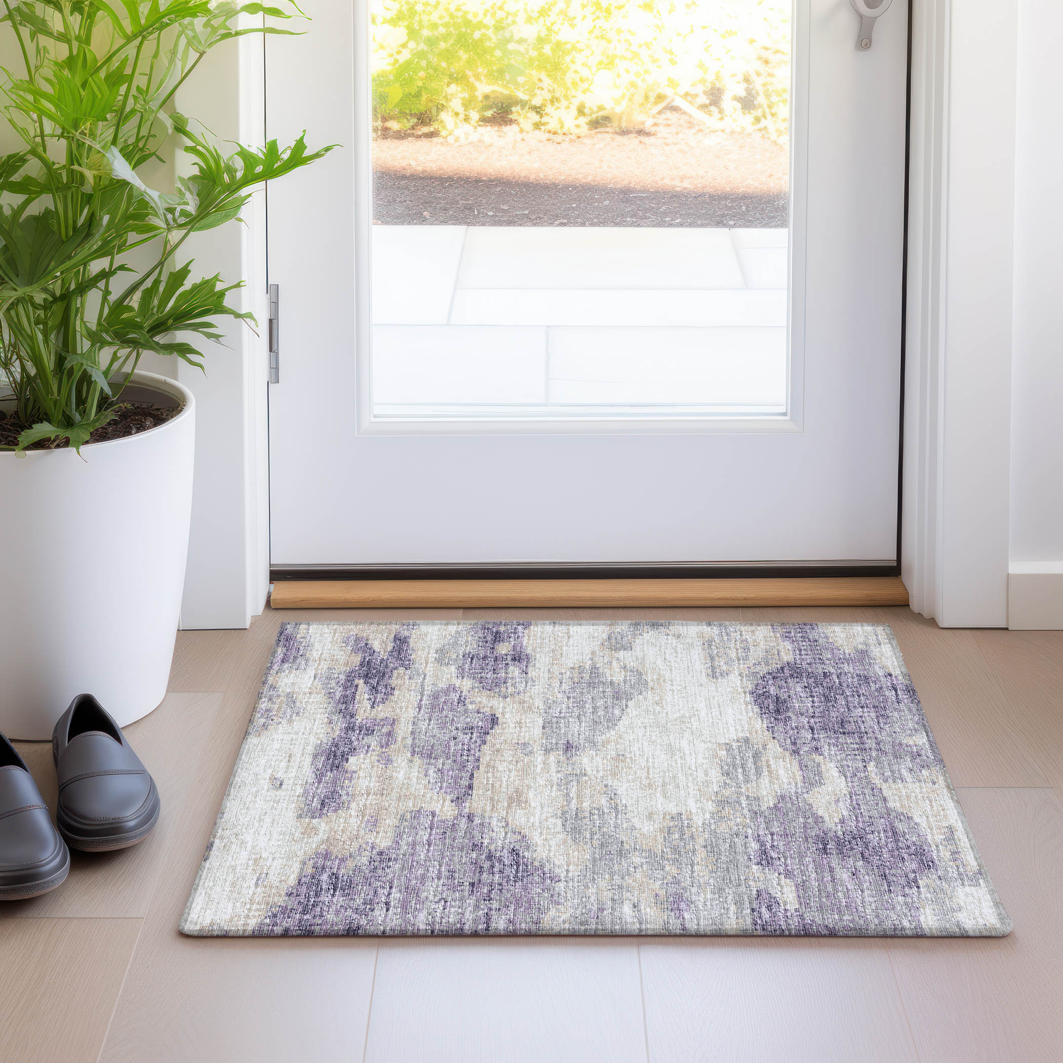 Addison Rugs AMF71PP20X30 Mayfield AMF71PP 2 x 3 (ft) Loomed Polyester Purple Rectangular Indoor Abstract Machine washable Area rug