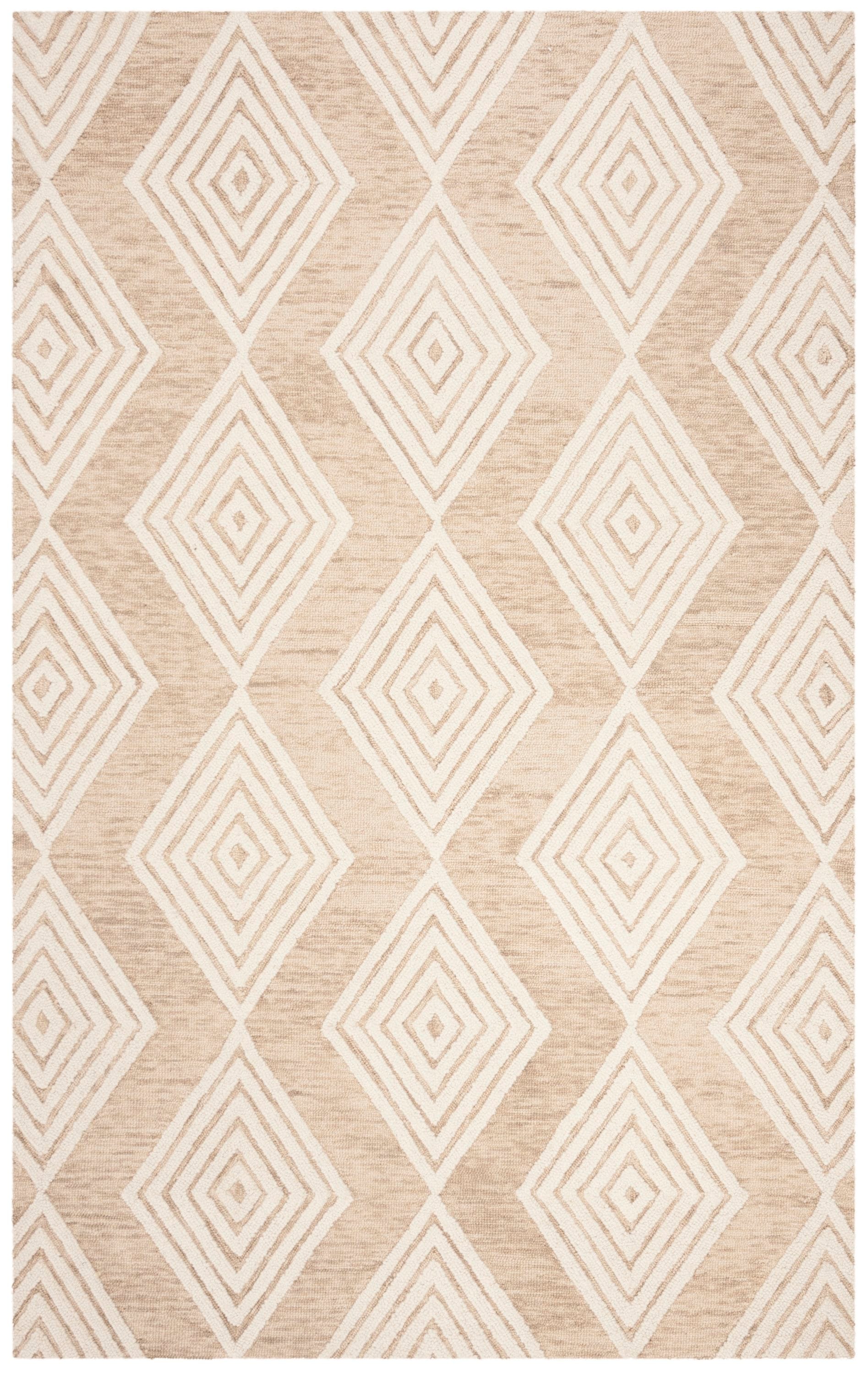 Safavieh BLM111B-5 Blossom Madora 5 x 8 (ft) Tufted Wool Beige/Ivory Rectangular Indoor Geometric Farmhouse/Cottage Area rug