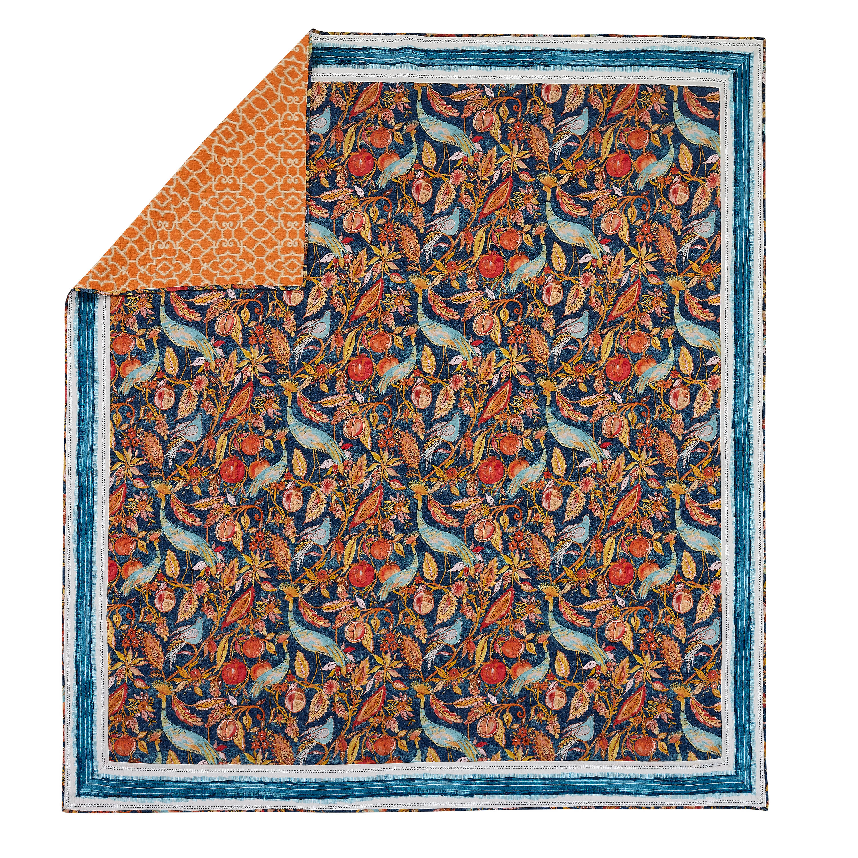 King Size Blue Cotton Reversible Quilt Set