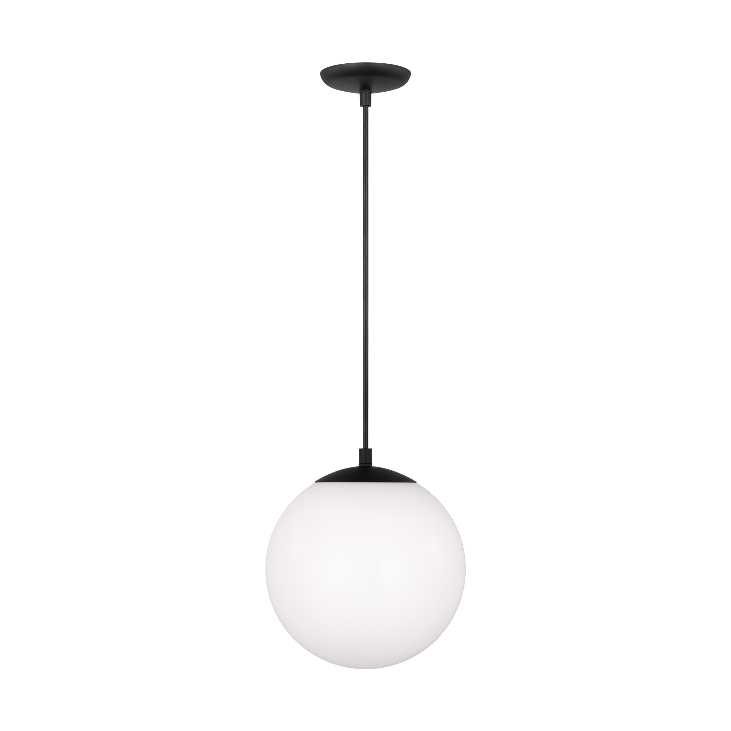 Generation Lighting 6020-112 Leo 1 -Light Midnight Black Modern/contemporary White glass Geometric Small Hanging Pendant light