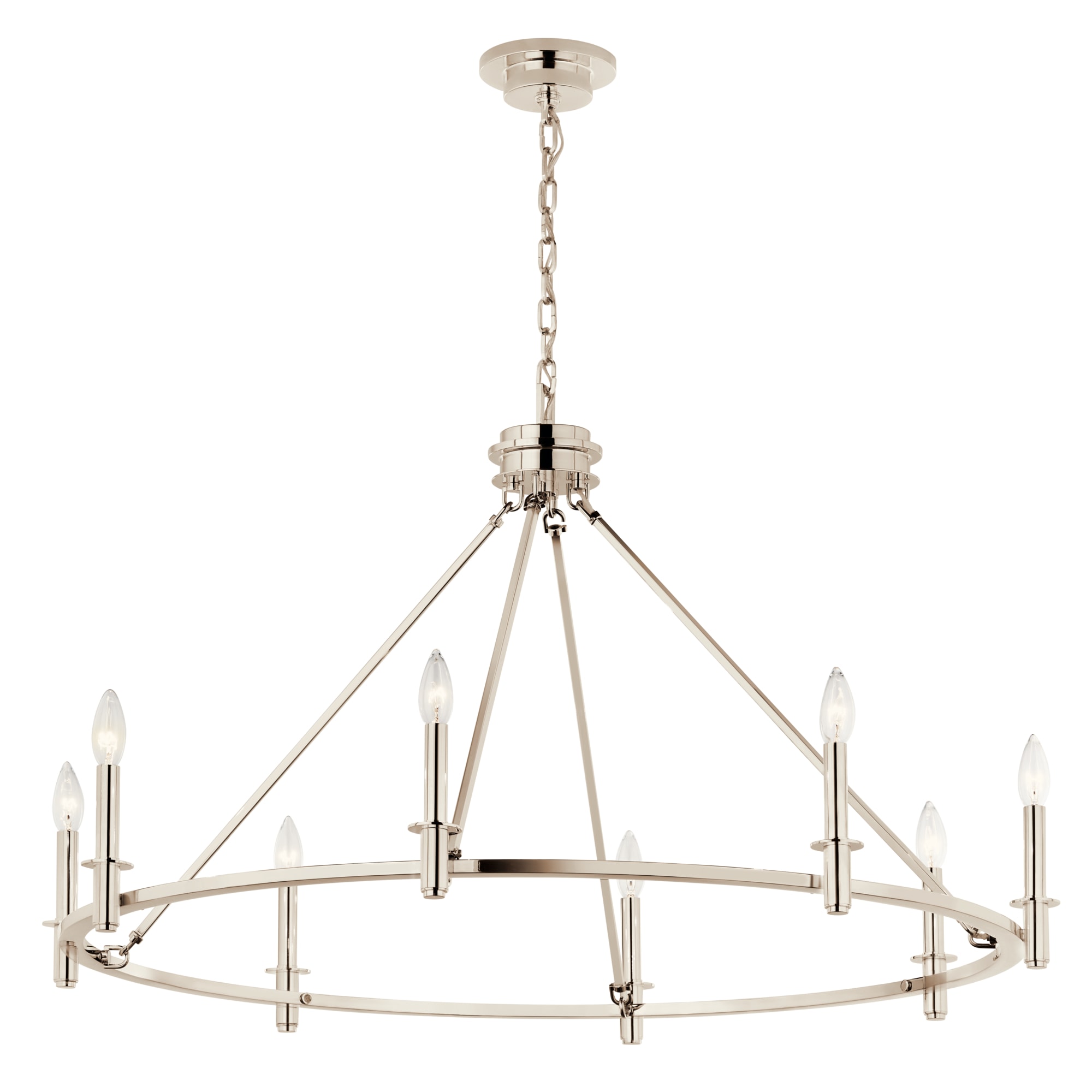 Kichler 52706PN Carrick 8 -Light Nickel Traditional Bare bulb For Use in Bedrooms, Dining Rooms, Foyers, Kitchens, Living Rooms Chandelier