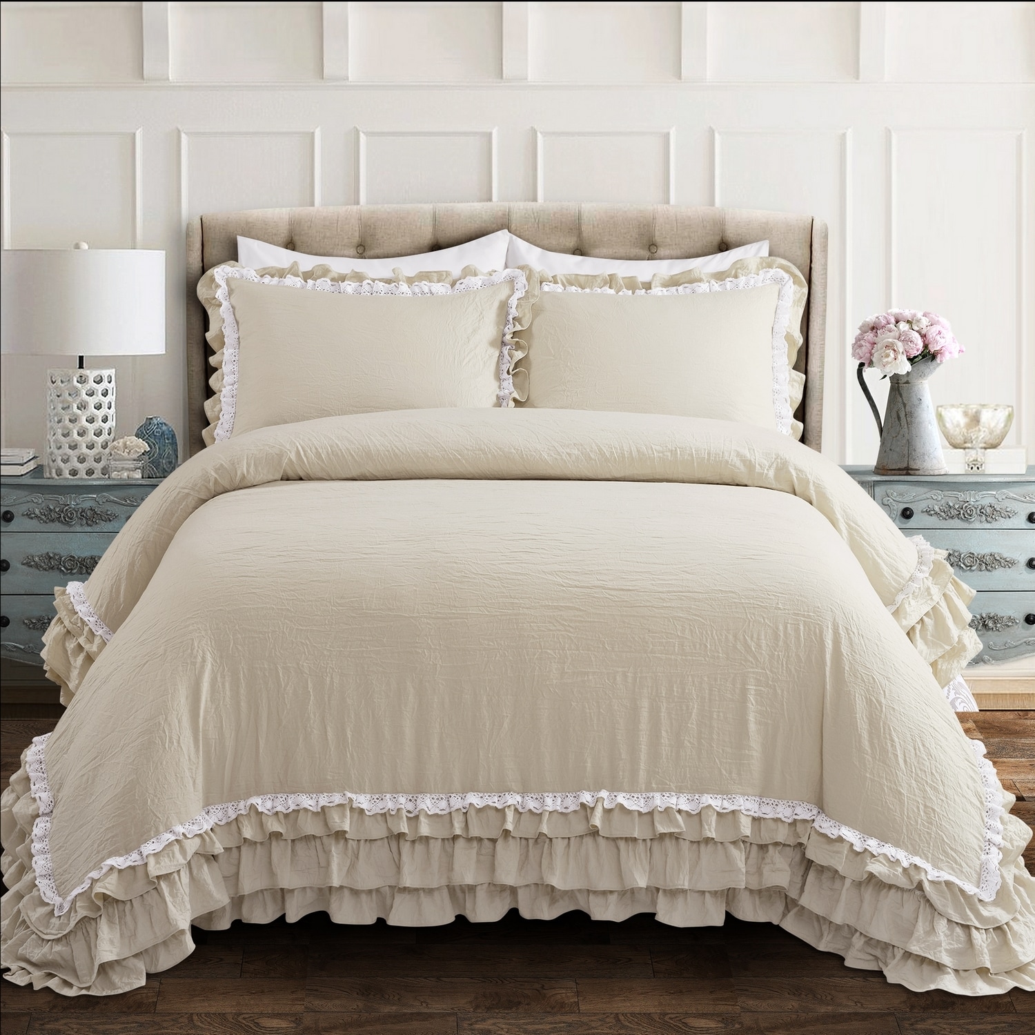 Lush Decor 16T004409 Neutral Solid Full/Queen Comforter