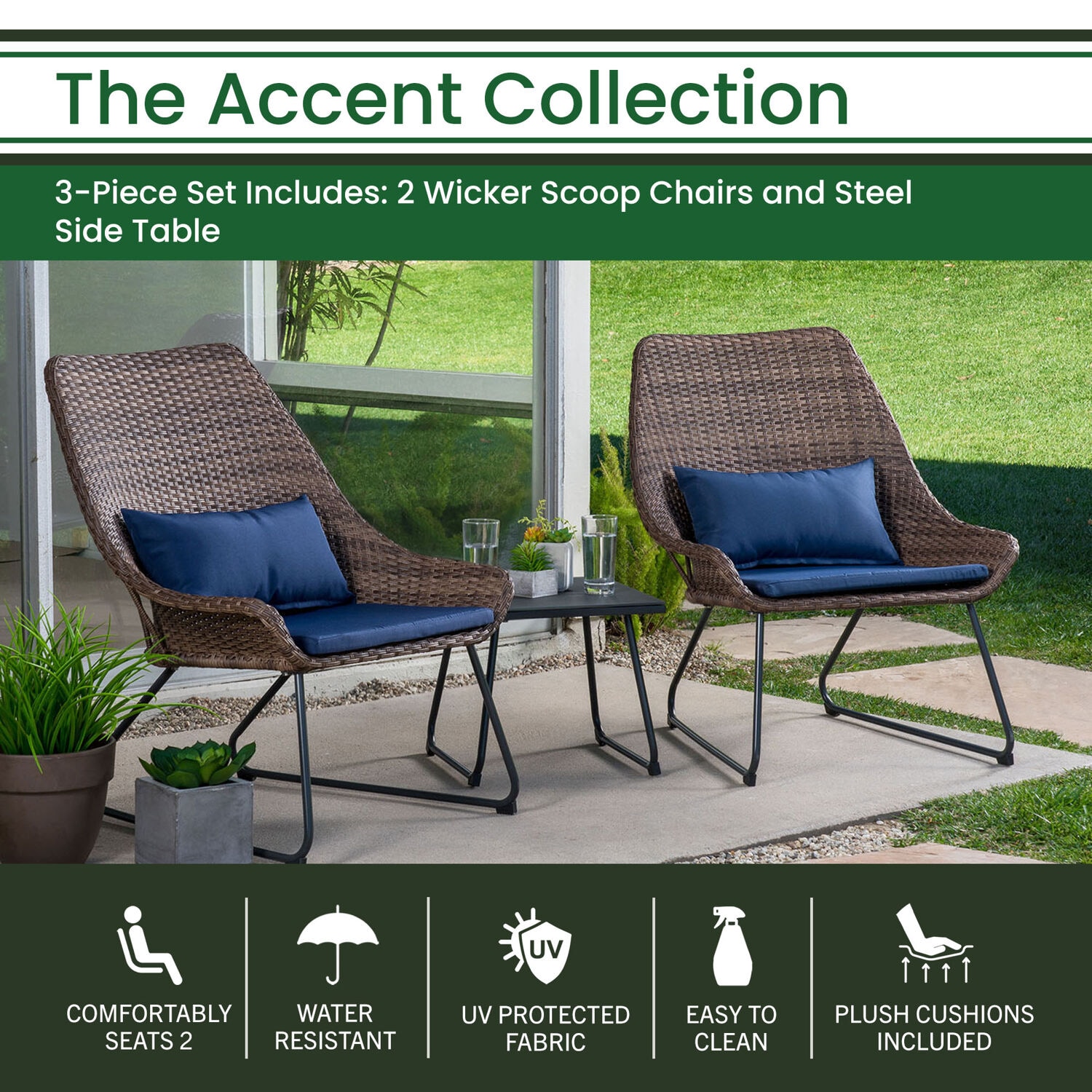 Hanover ACCENT3PC-NVY Patio-Conversation-Sets - View #2