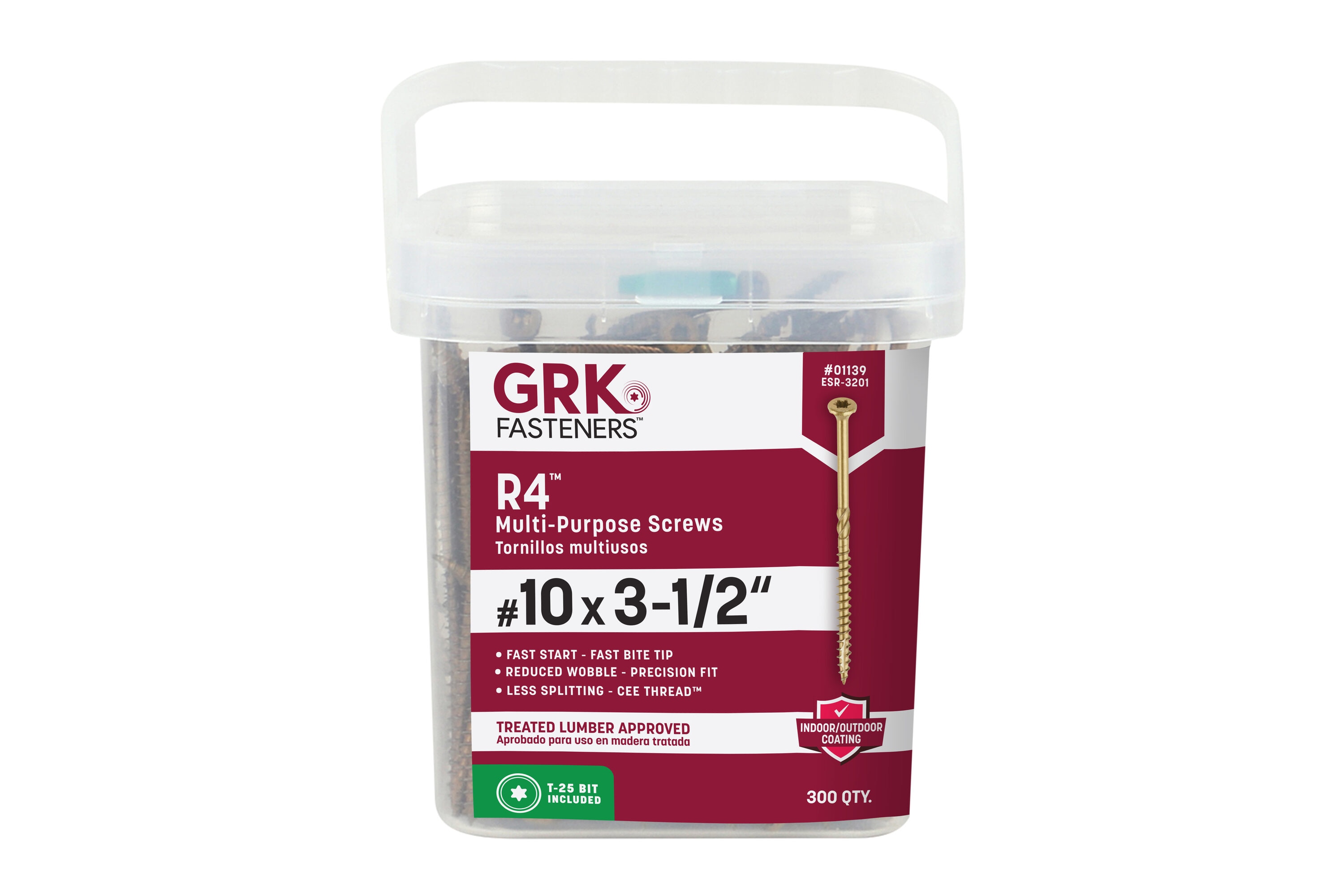 GRK Fasteners 01139 R4 #10 x 3-1/2-in Polymer Exterior Wood screws ( 300 -Per Box )